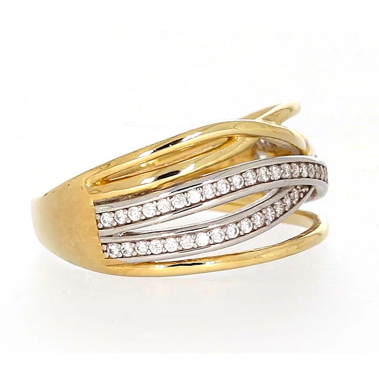 9ct Yellow Gold Cubic Zirconia Crossover Ring - Image 62