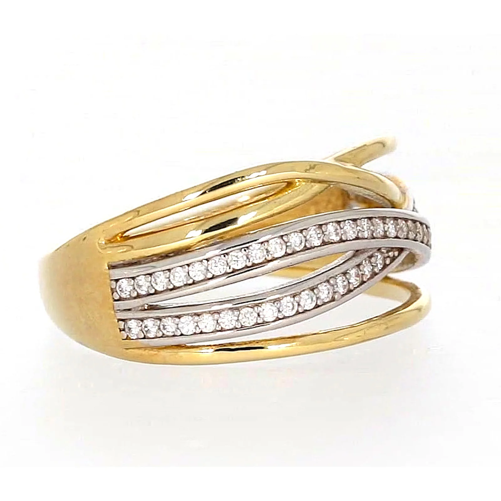 9ct Yellow Gold Cubic Zirconia Crossover Ring - Image 63