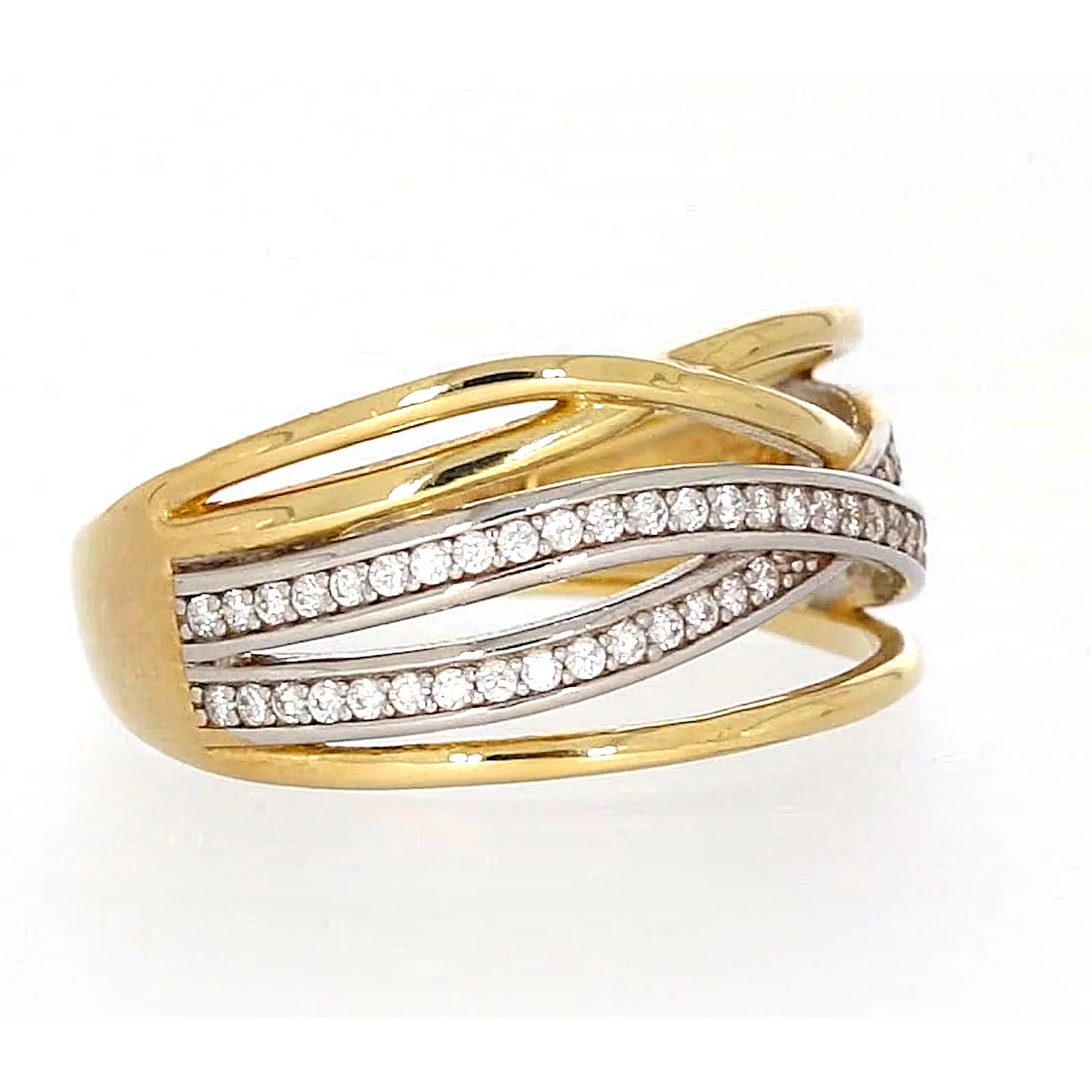 9ct Yellow Gold Cubic Zirconia Crossover Ring - Image 65