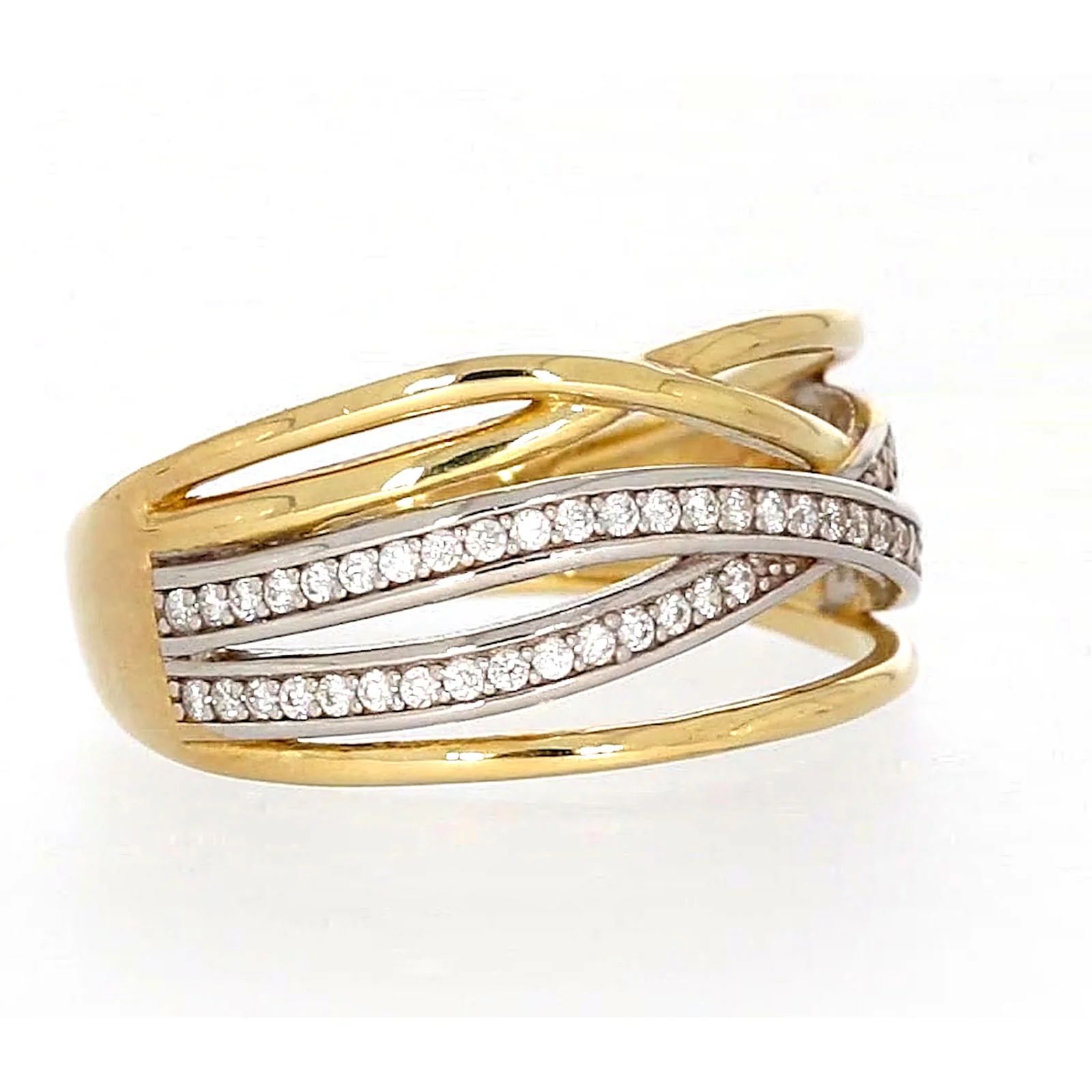 9ct Yellow Gold Cubic Zirconia Crossover Ring - Image 66