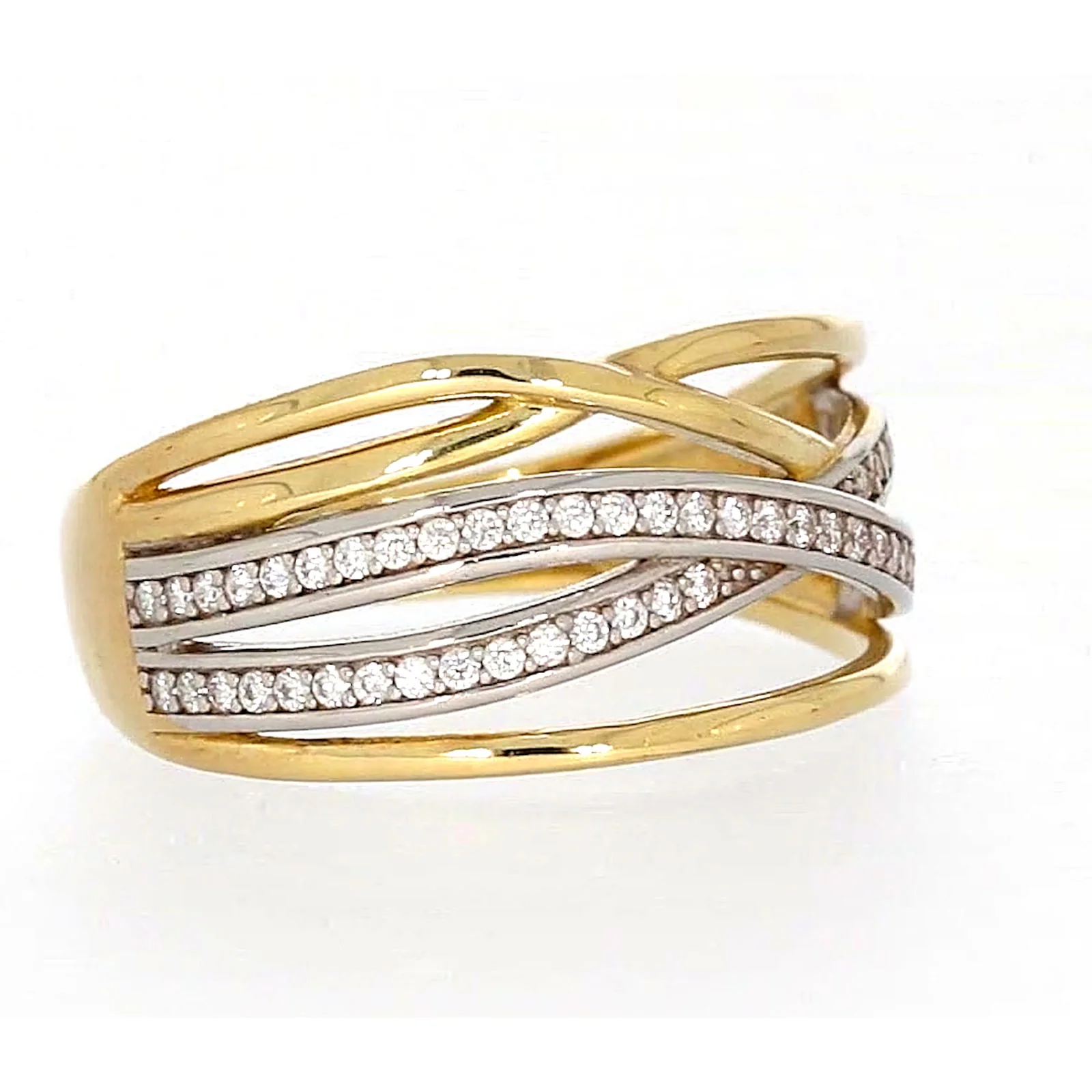 9ct Yellow Gold Cubic Zirconia Crossover Ring - Image 67