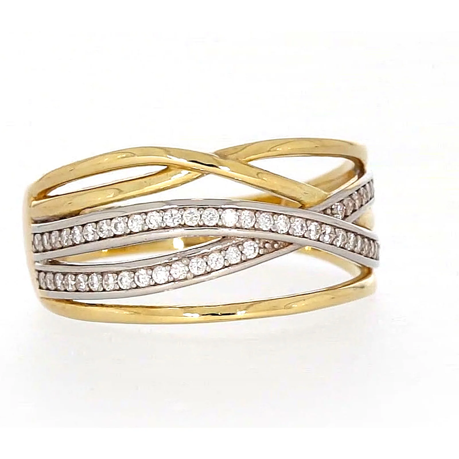 9ct Yellow Gold Cubic Zirconia Crossover Ring - Image 70