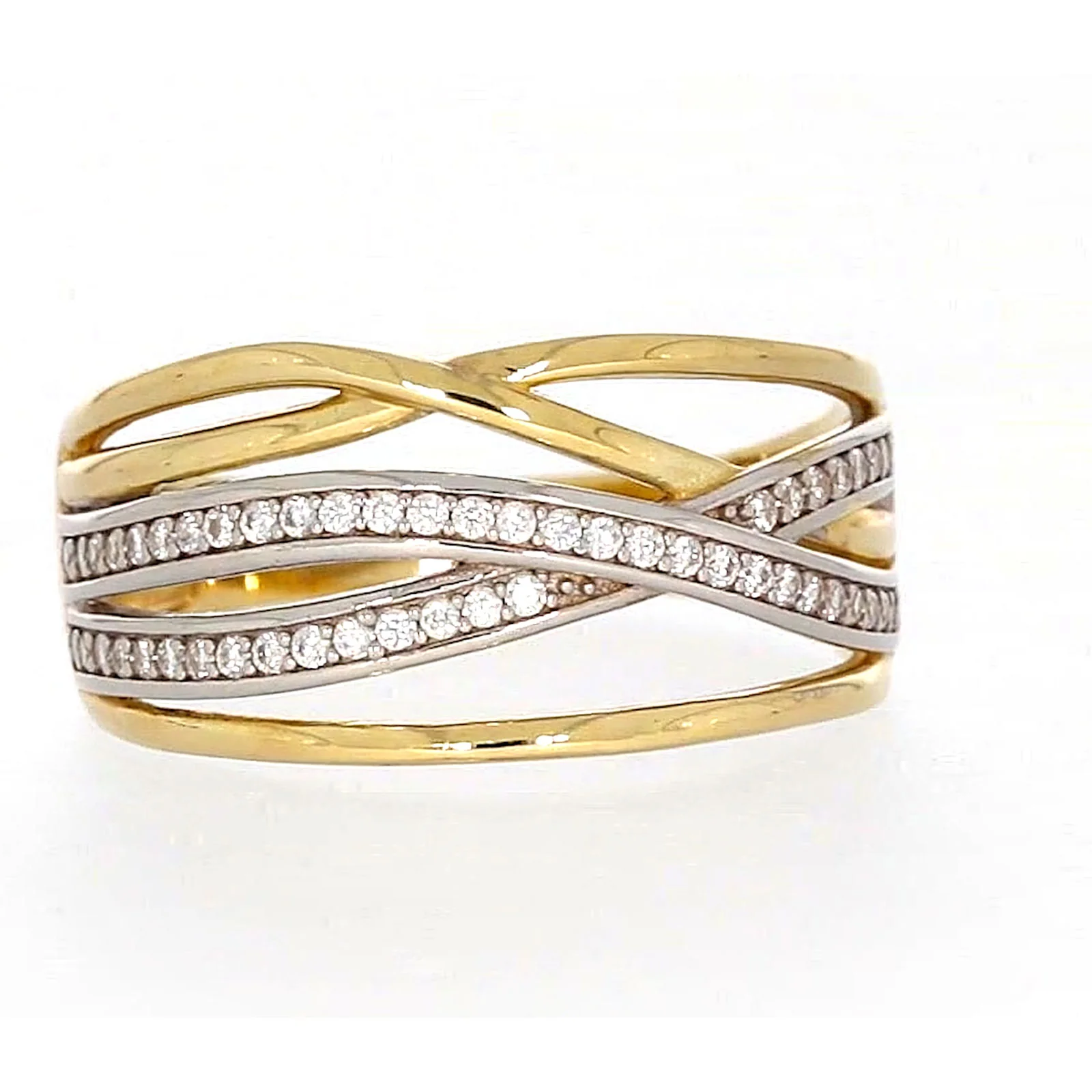 9ct Yellow Gold Cubic Zirconia Crossover Ring - Image 72