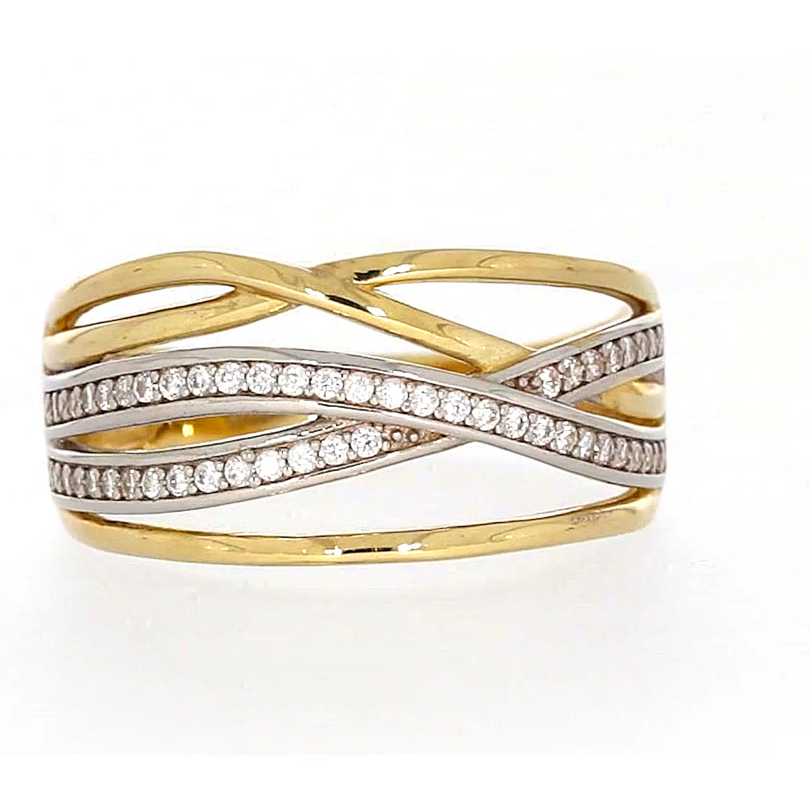 9ct Yellow Gold Cubic Zirconia Crossover Ring - Image 73