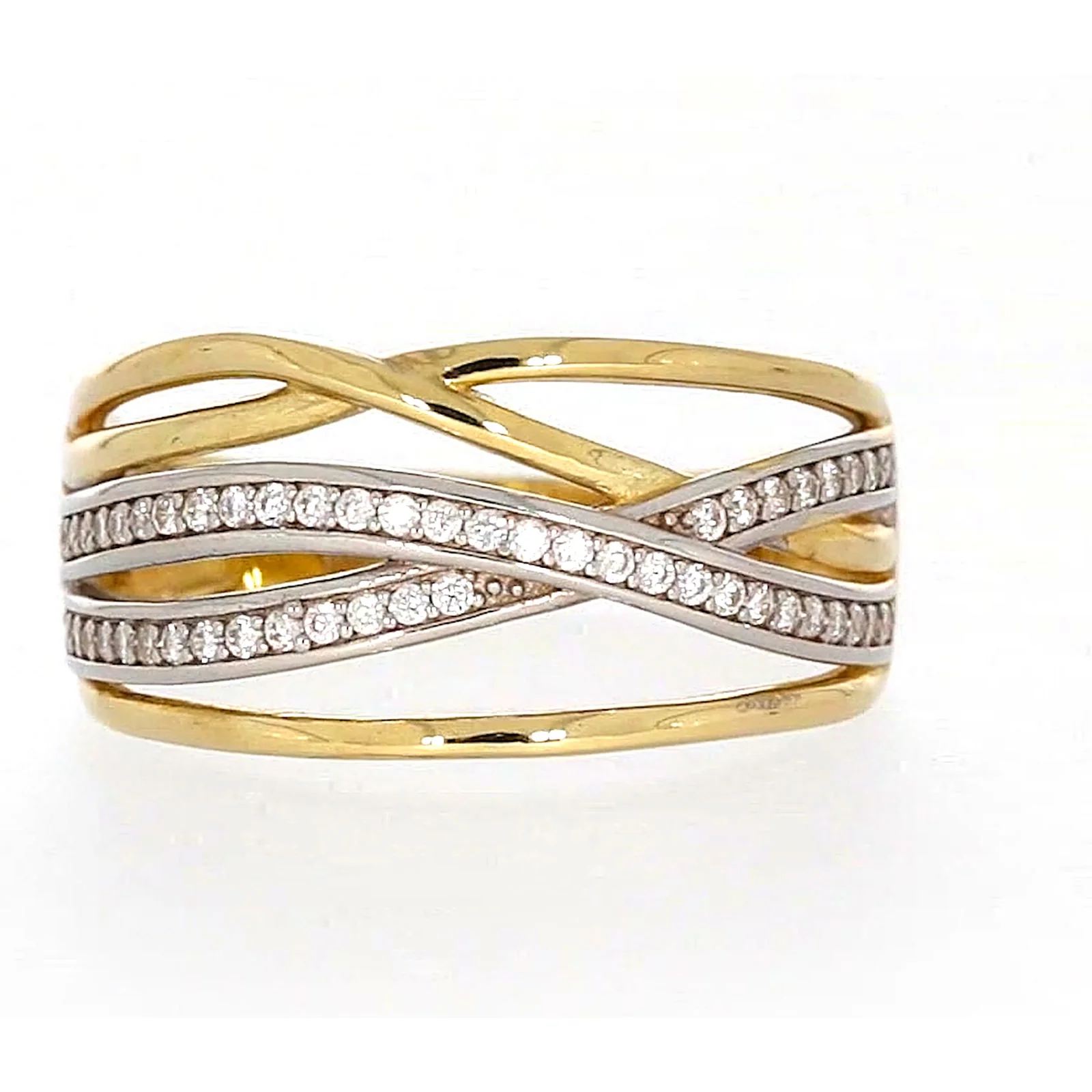 9ct Yellow Gold Cubic Zirconia Crossover Ring - Image 74