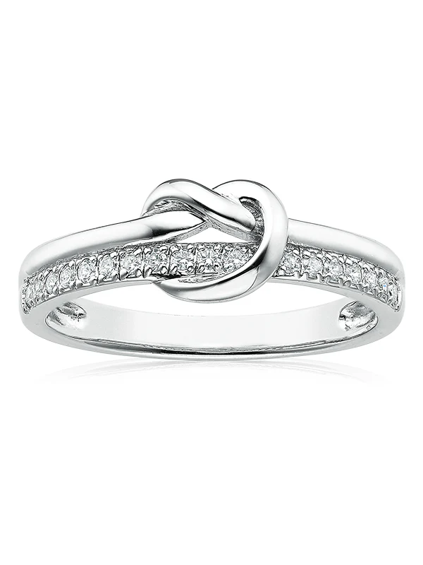 Sterling Silver Cubic Zirconia Knot Ring