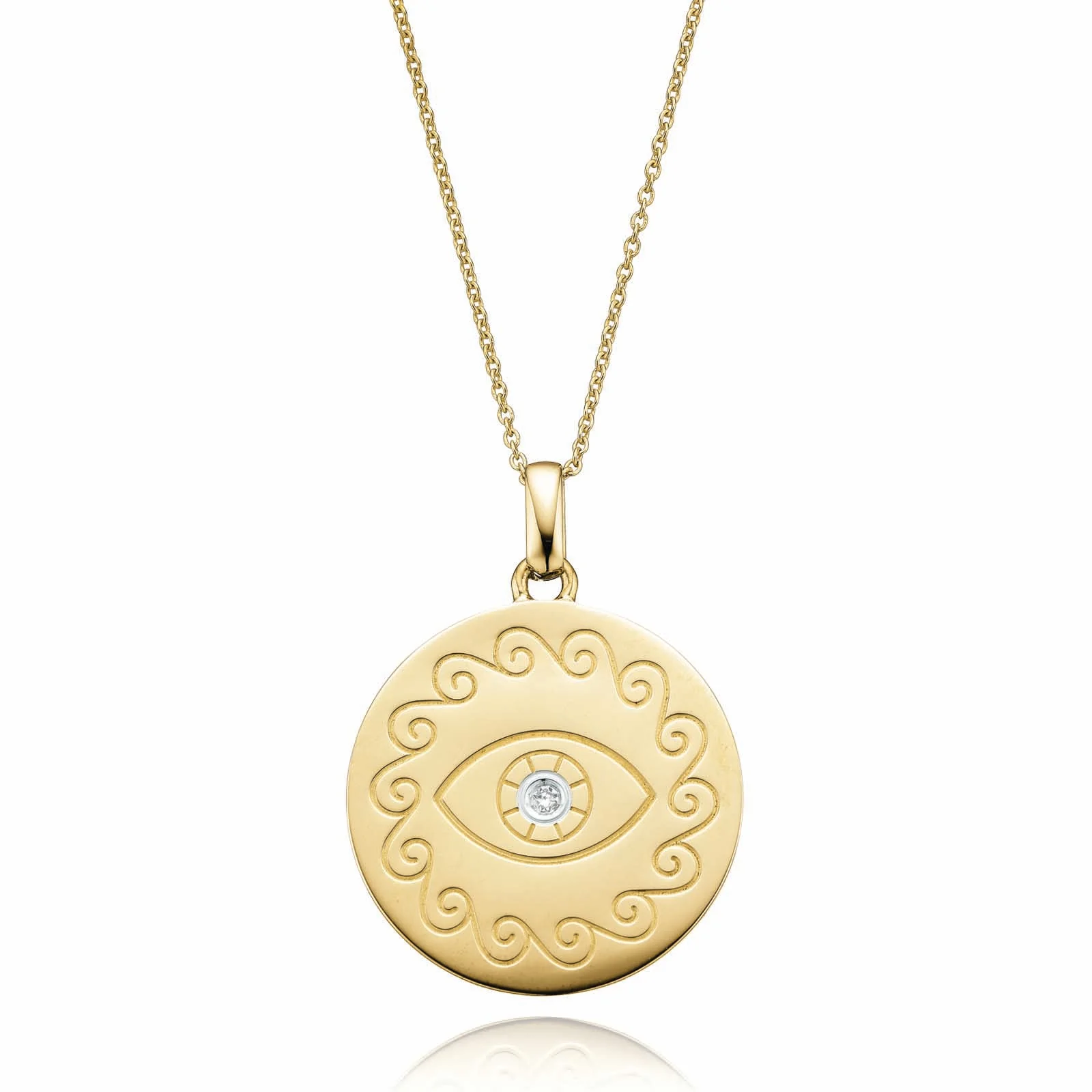 9ct Yellow Gold  Diamond Set Eye Pendant