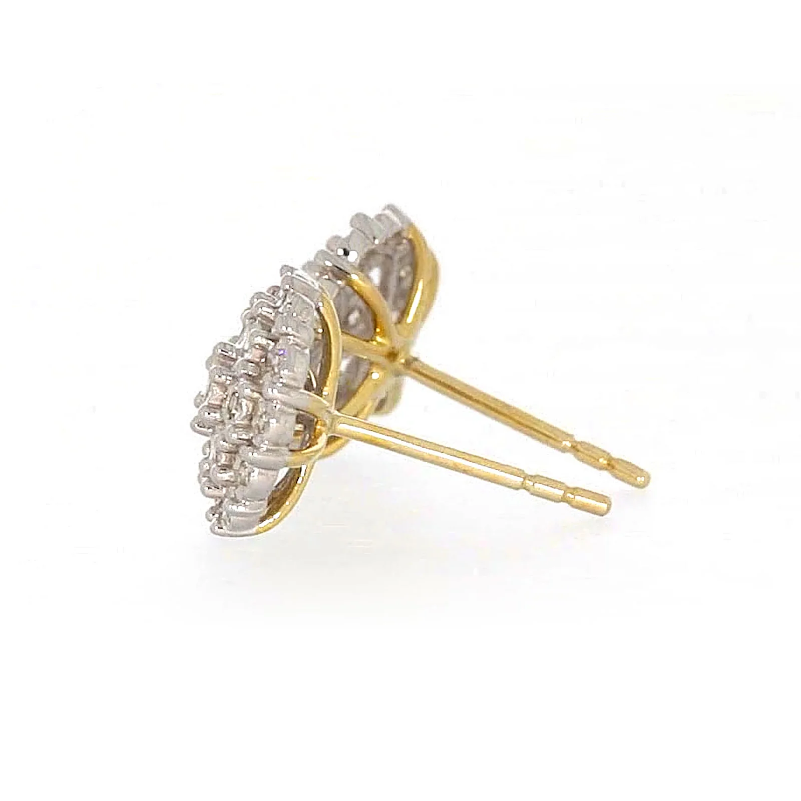 9ct Two Tone Gold Round Brilliant Cut 0.15 CARAT tw of Diamonds Stud Earrings - Image 24