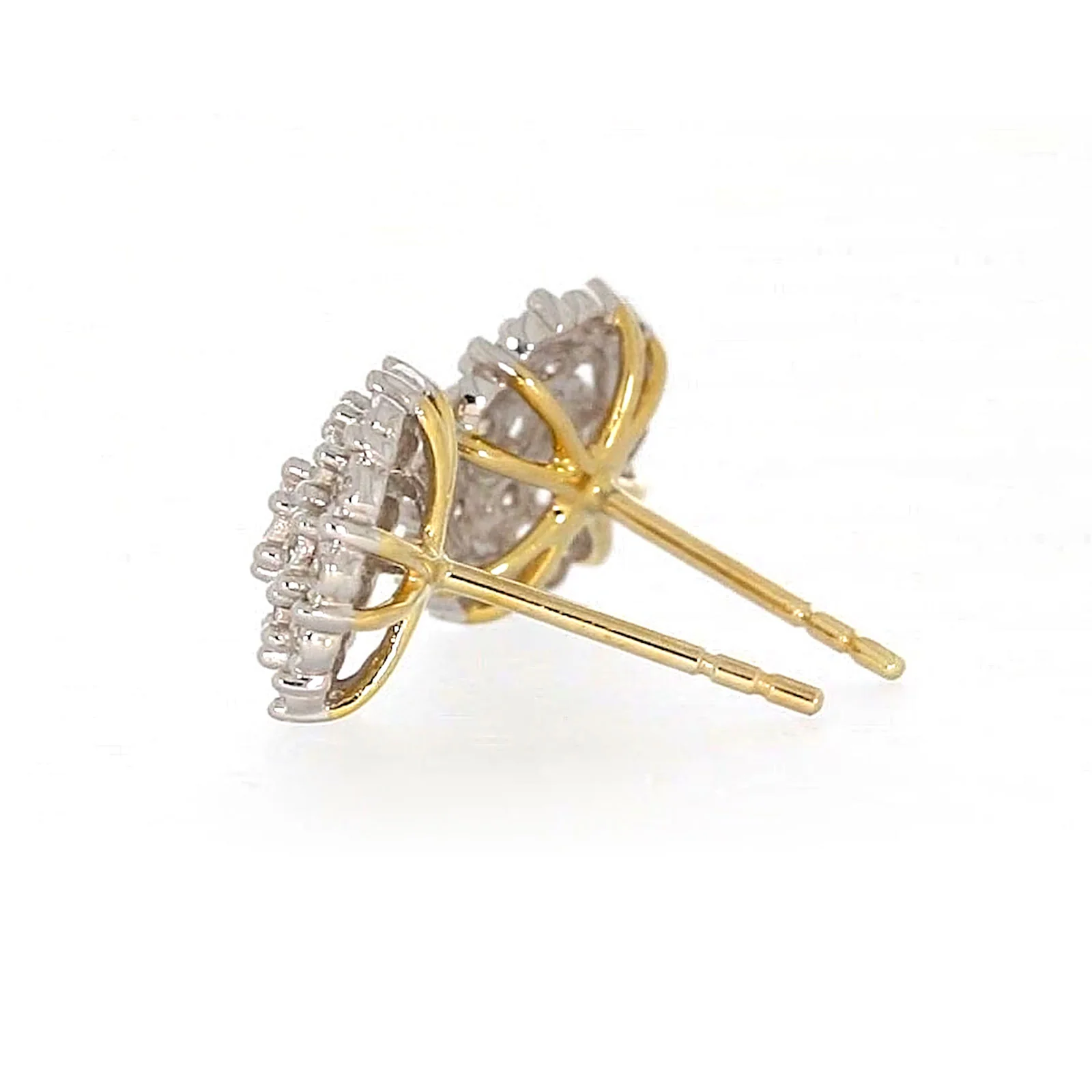 9ct Two Tone Gold Round Brilliant Cut 0.15 CARAT tw of Diamonds Stud Earrings - Image 26