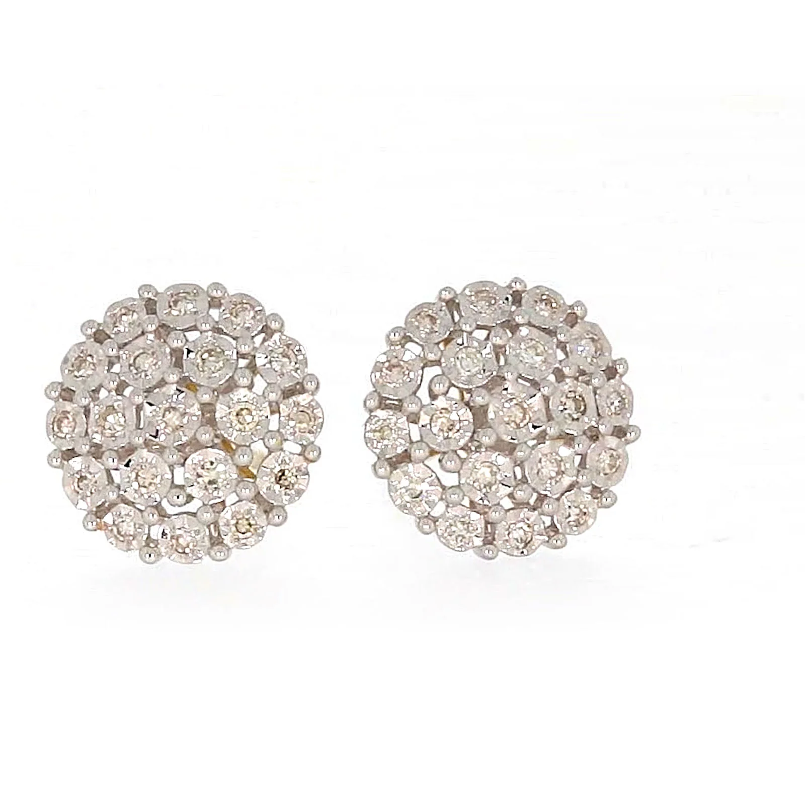9ct Two Tone Gold Round Brilliant Cut 0.15 CARAT tw of Diamonds Stud Earrings - Image 3