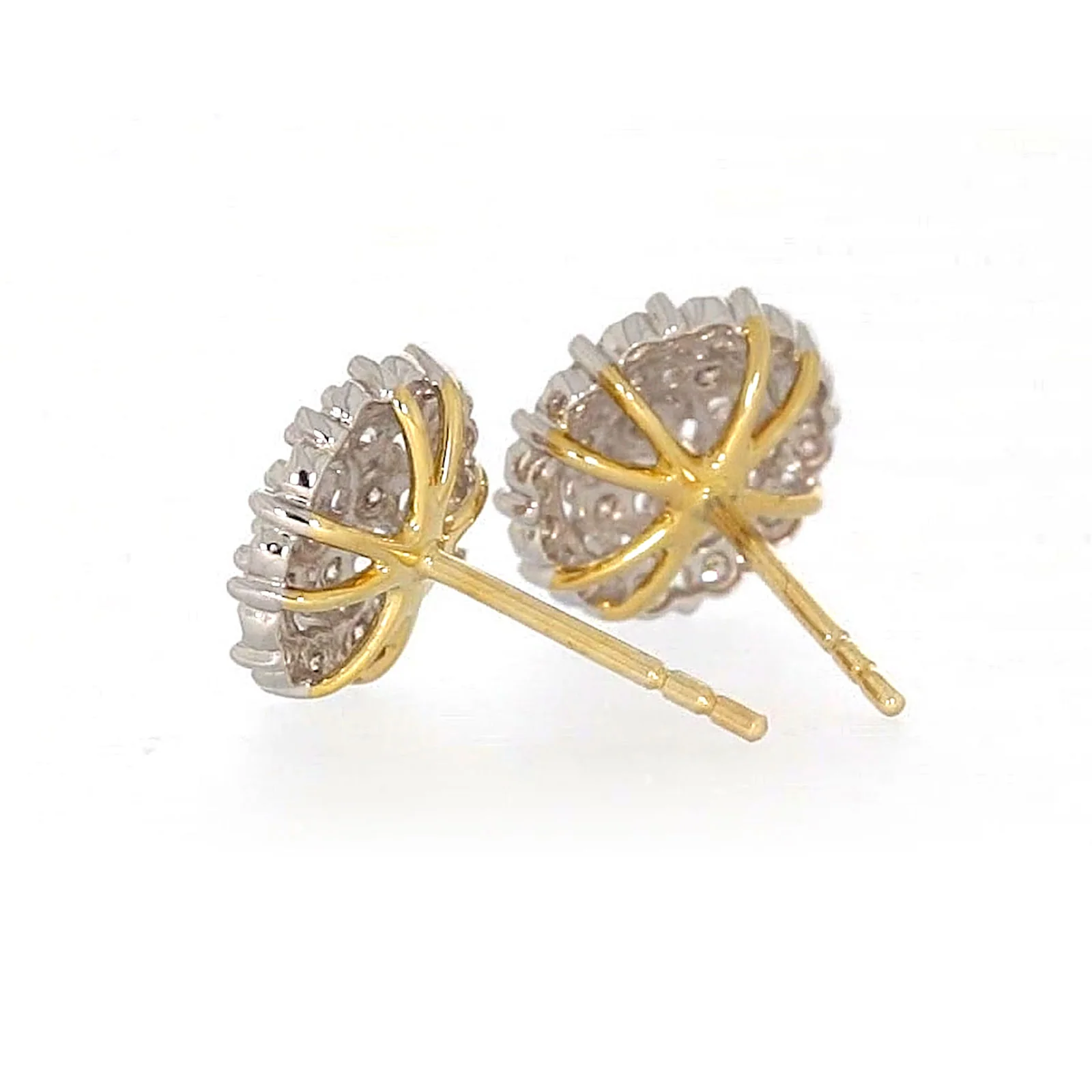 9ct Two Tone Gold Round Brilliant Cut 0.15 CARAT tw of Diamonds Stud Earrings - Image 31