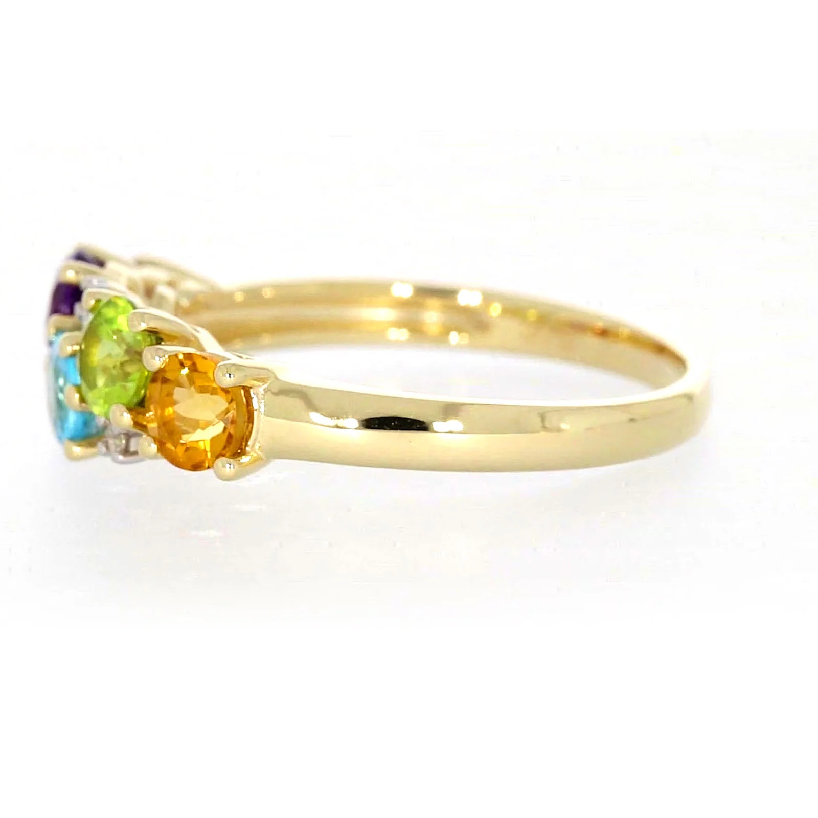 9ct Yellow Gold Round Brilliant Cut 4 mm Diamond Set Rainbow Ring - Image 17