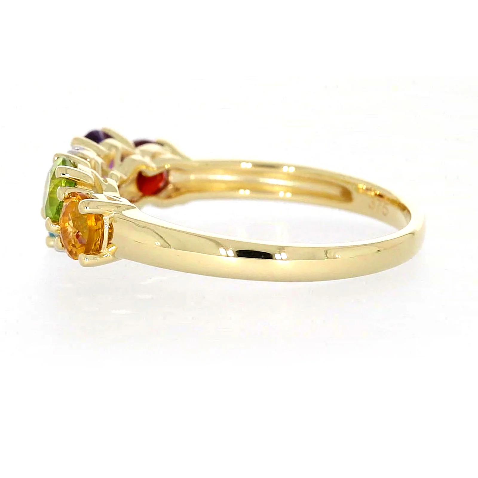9ct Yellow Gold Round Brilliant Cut 4 mm Diamond Set Rainbow Ring - Image 22