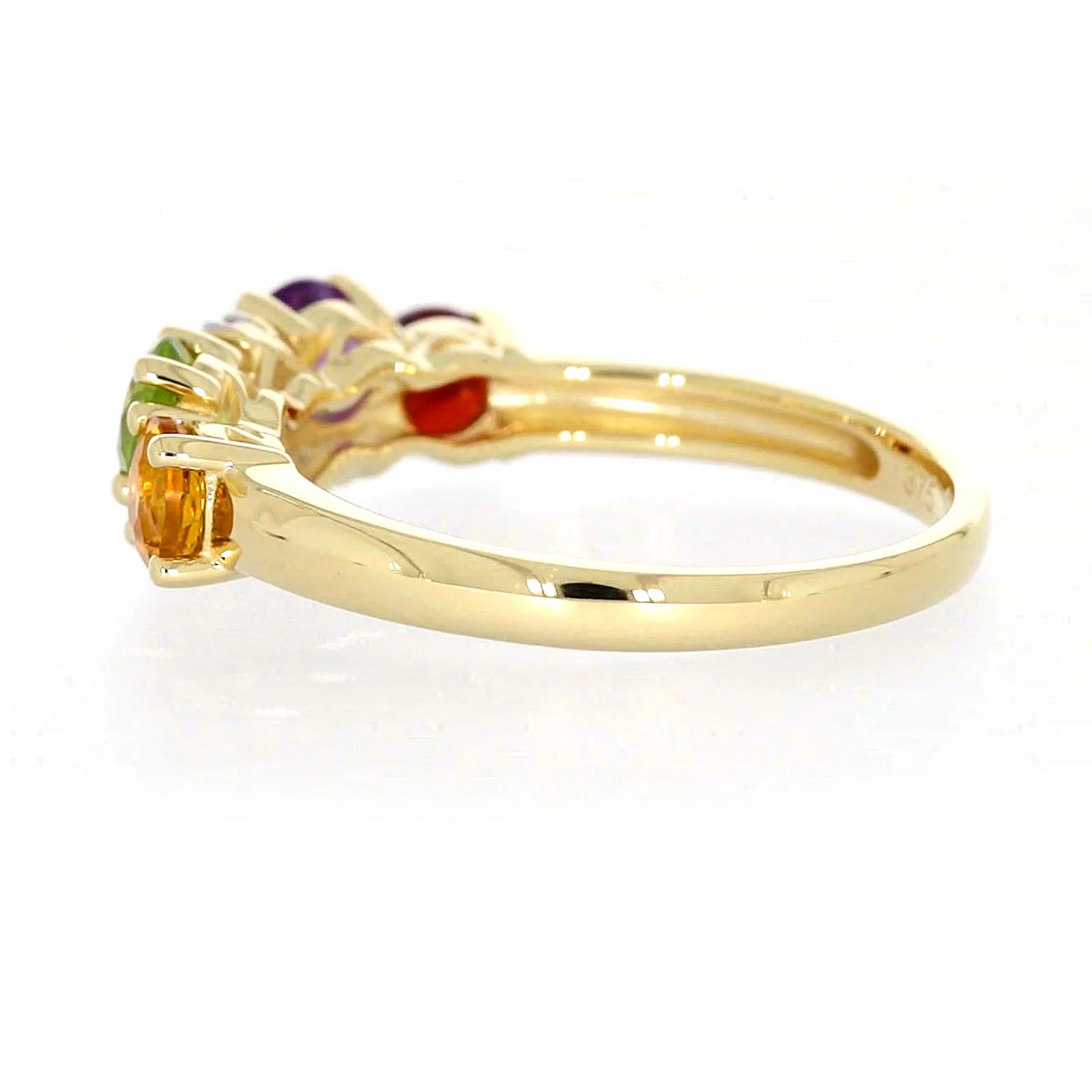 9ct Yellow Gold Round Brilliant Cut 4 mm Diamond Set Rainbow Ring - Image 25