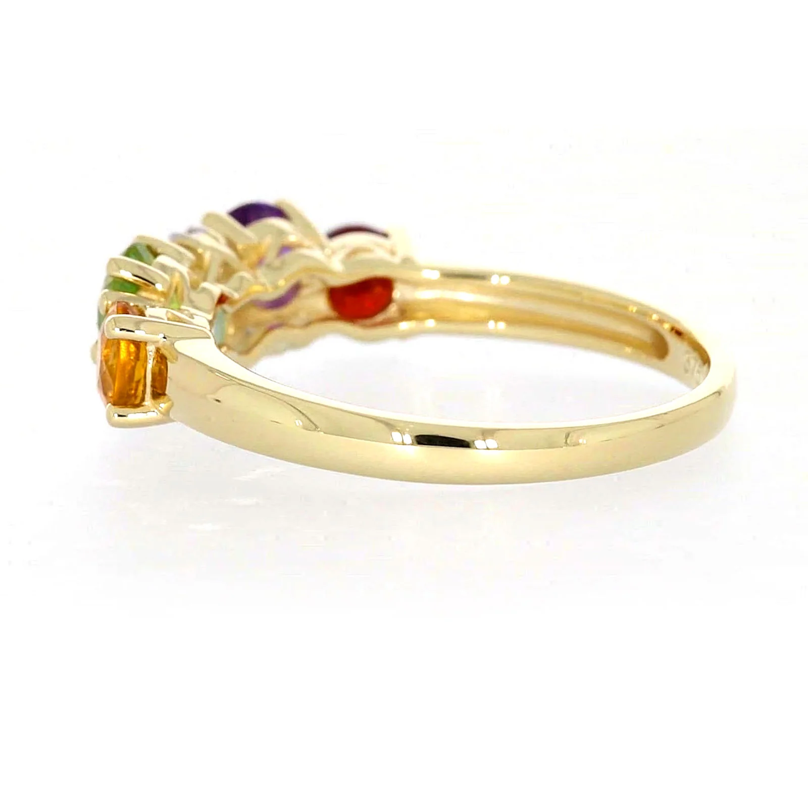 9ct Yellow Gold Round Brilliant Cut 4 mm Diamond Set Rainbow Ring - Image 26