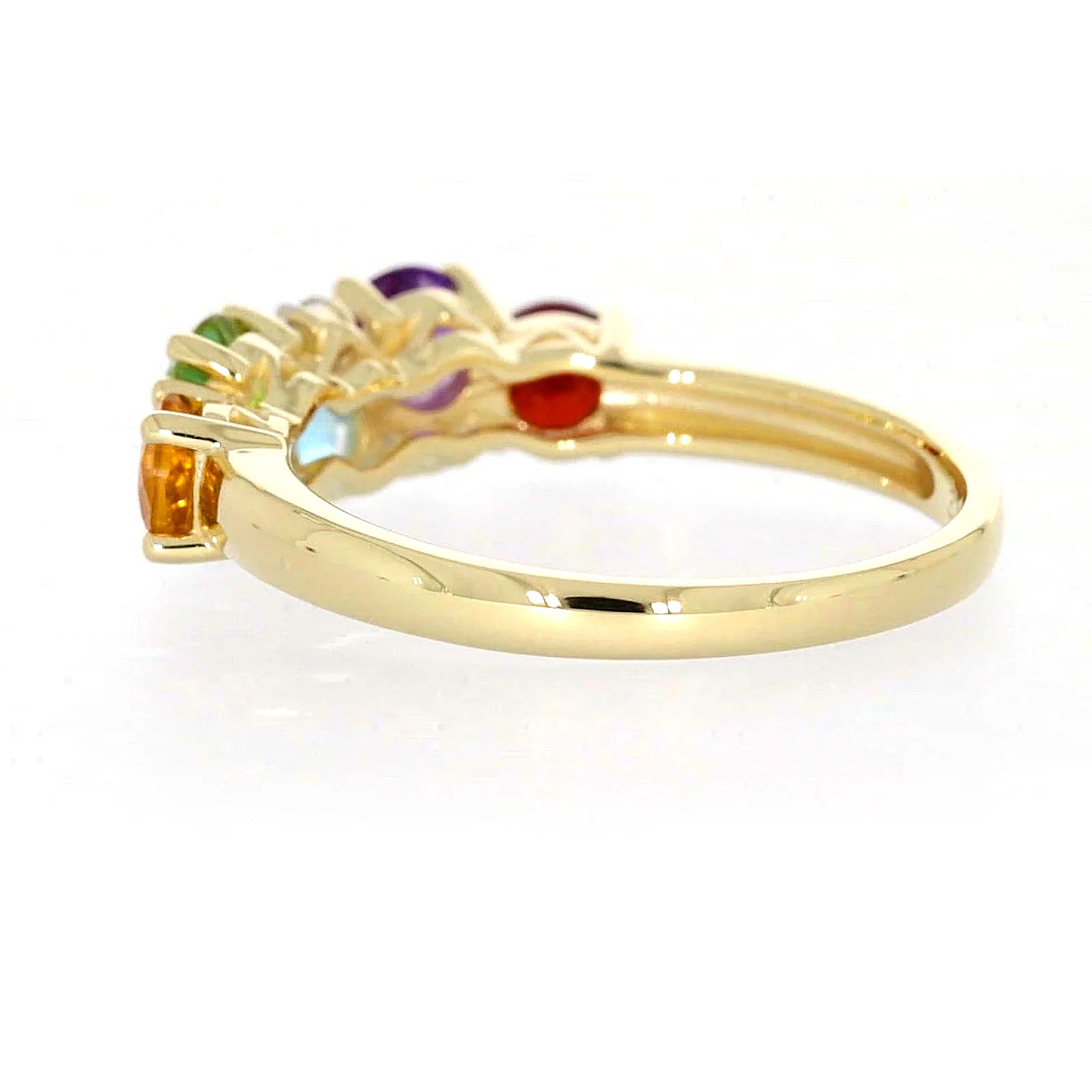 9ct Yellow Gold Round Brilliant Cut 4 mm Diamond Set Rainbow Ring - Image 28
