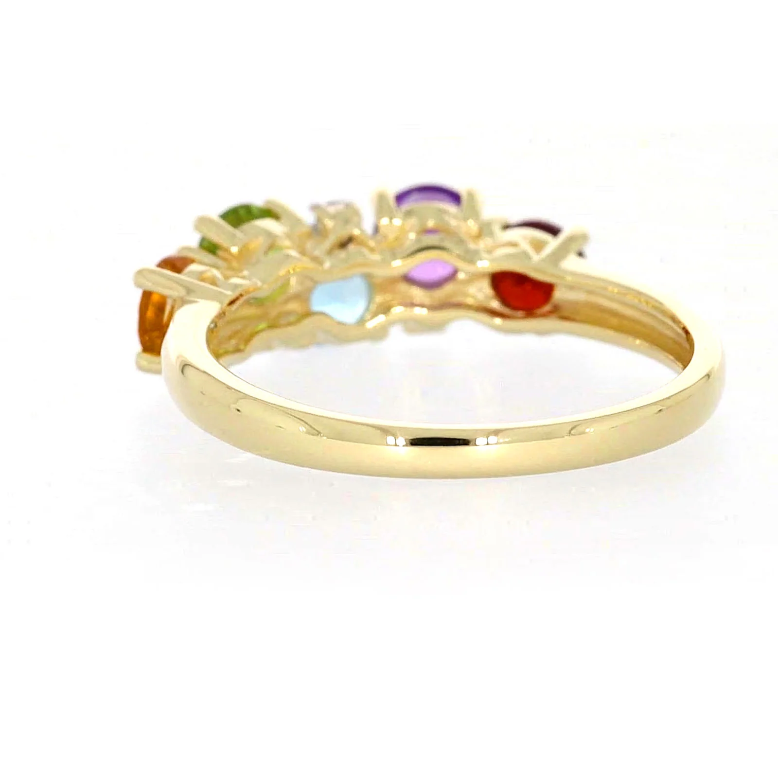 9ct Yellow Gold Round Brilliant Cut 4 mm Diamond Set Rainbow Ring - Image 33