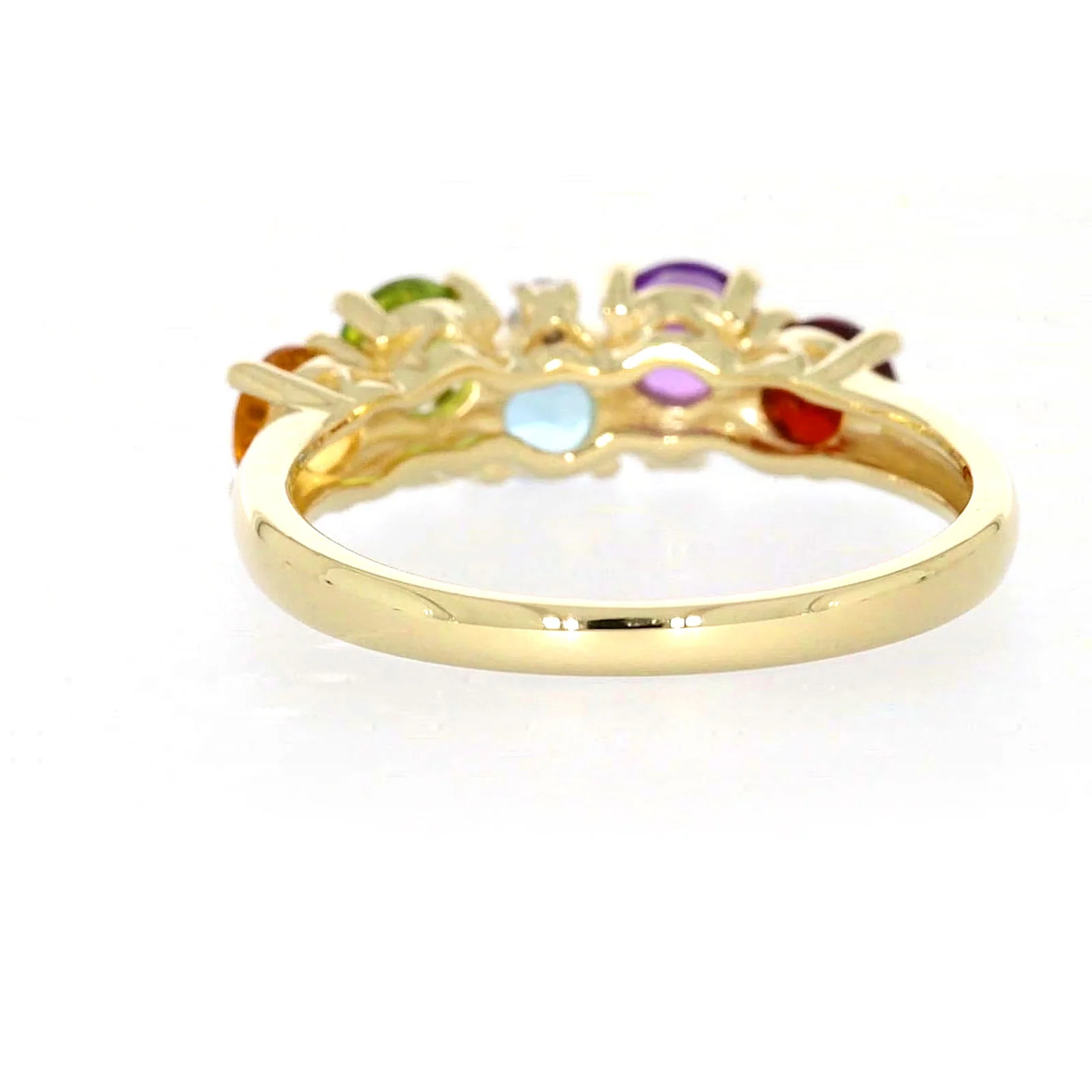 9ct Yellow Gold Round Brilliant Cut 4 mm Diamond Set Rainbow Ring - Image 35