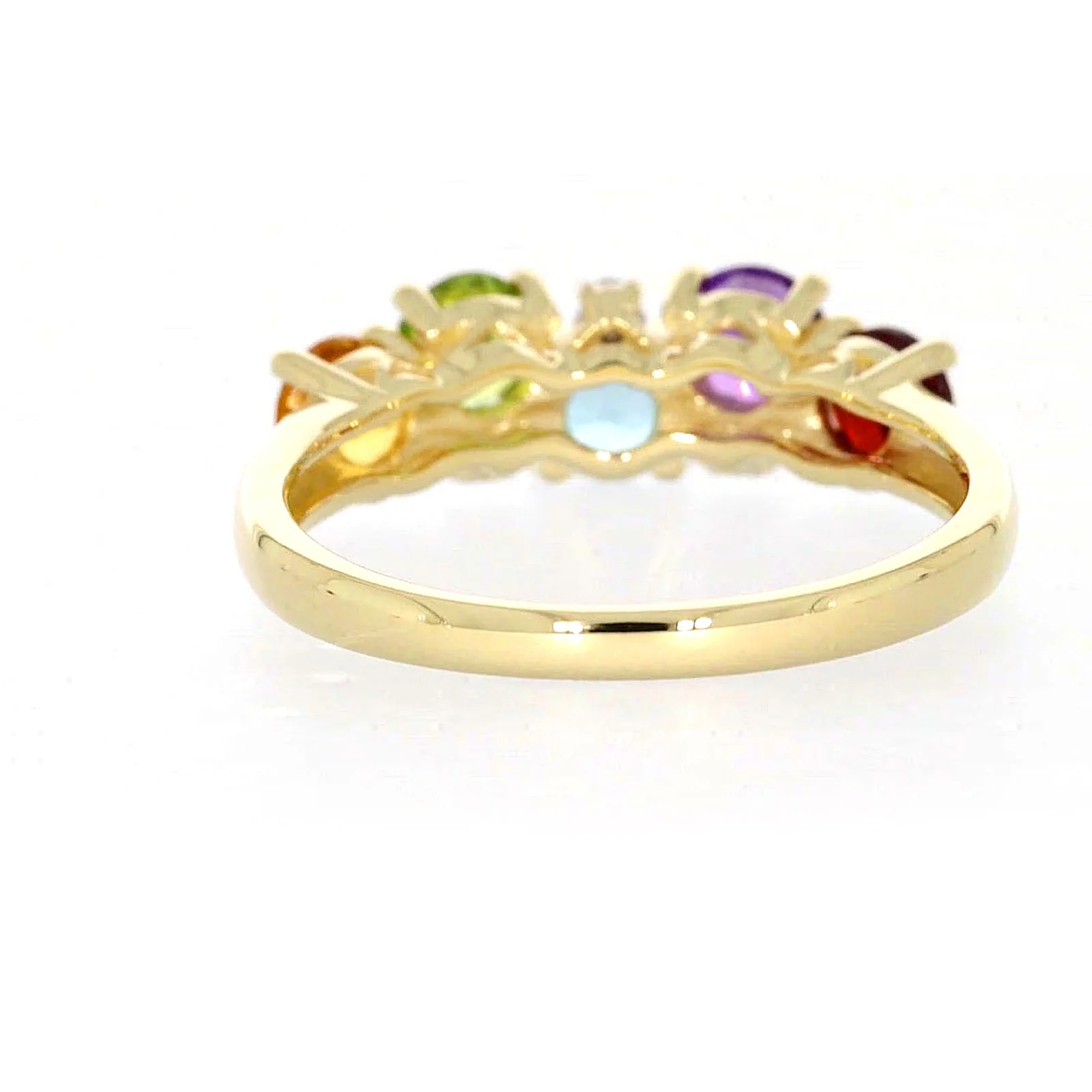 9ct Yellow Gold Round Brilliant Cut 4 mm Diamond Set Rainbow Ring - Image 37