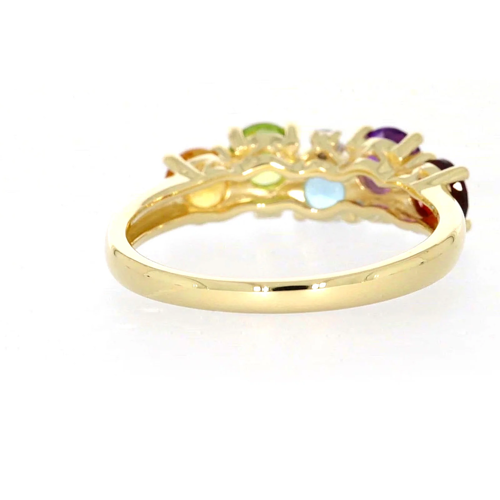 9ct Yellow Gold Round Brilliant Cut 4 mm Diamond Set Rainbow Ring - Image 40