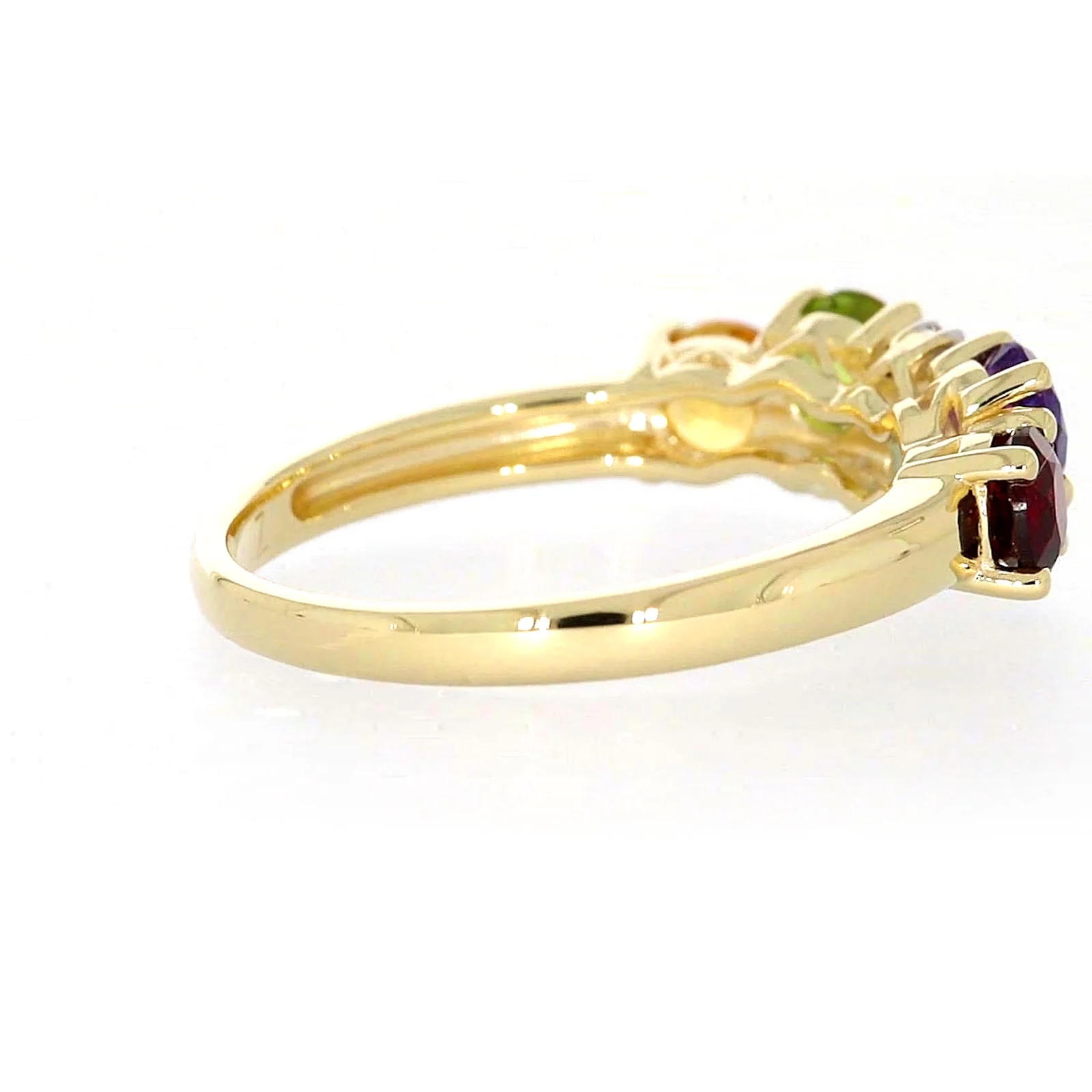 9ct Yellow Gold Round Brilliant Cut 4 mm Diamond Set Rainbow Ring - Image 49
