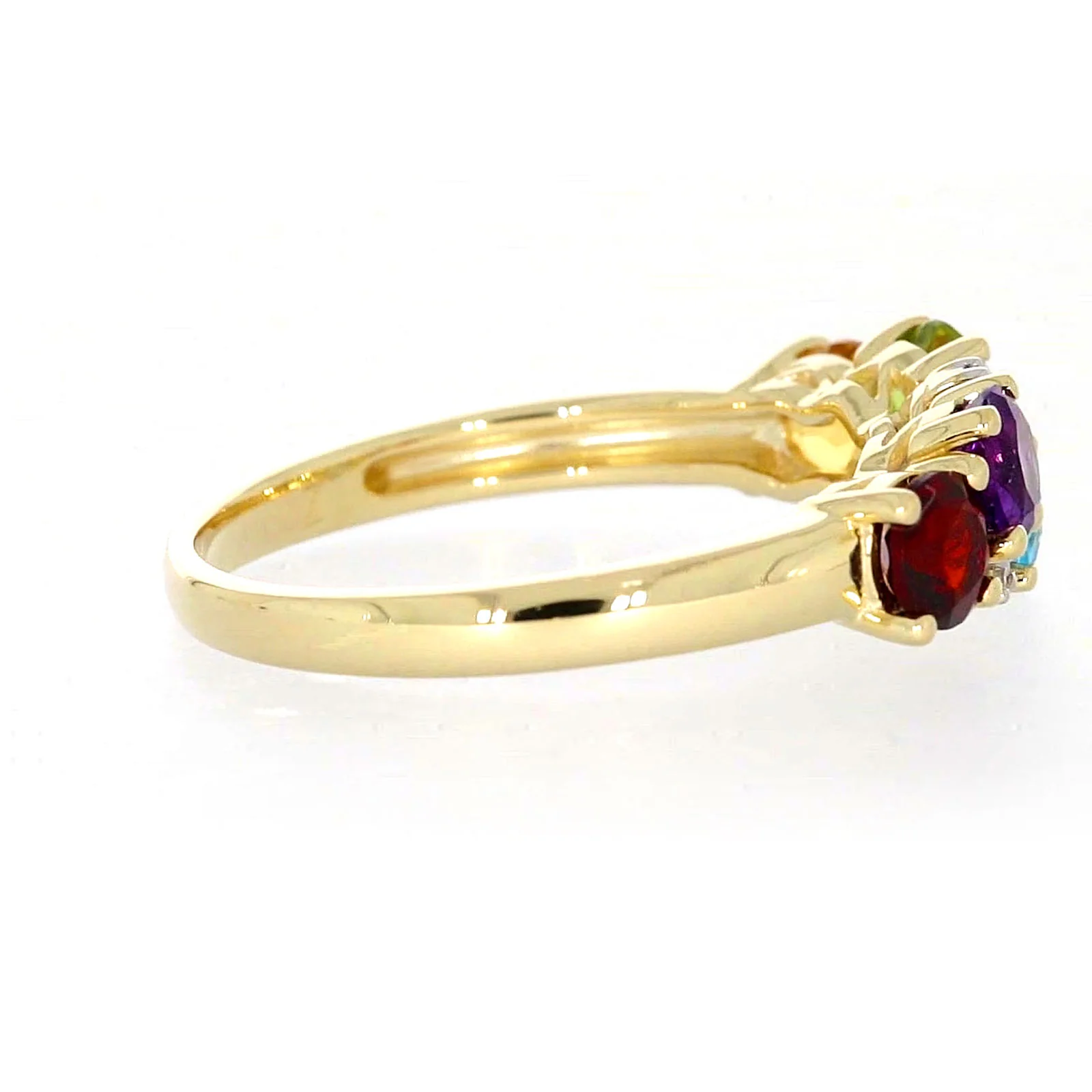 9ct Yellow Gold Round Brilliant Cut 4 mm Diamond Set Rainbow Ring - Image 54
