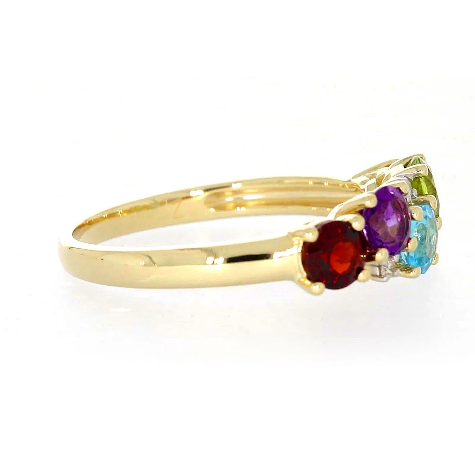 9ct Yellow Gold Round Brilliant Cut 4 mm Diamond Set Rainbow Ring - Image 59