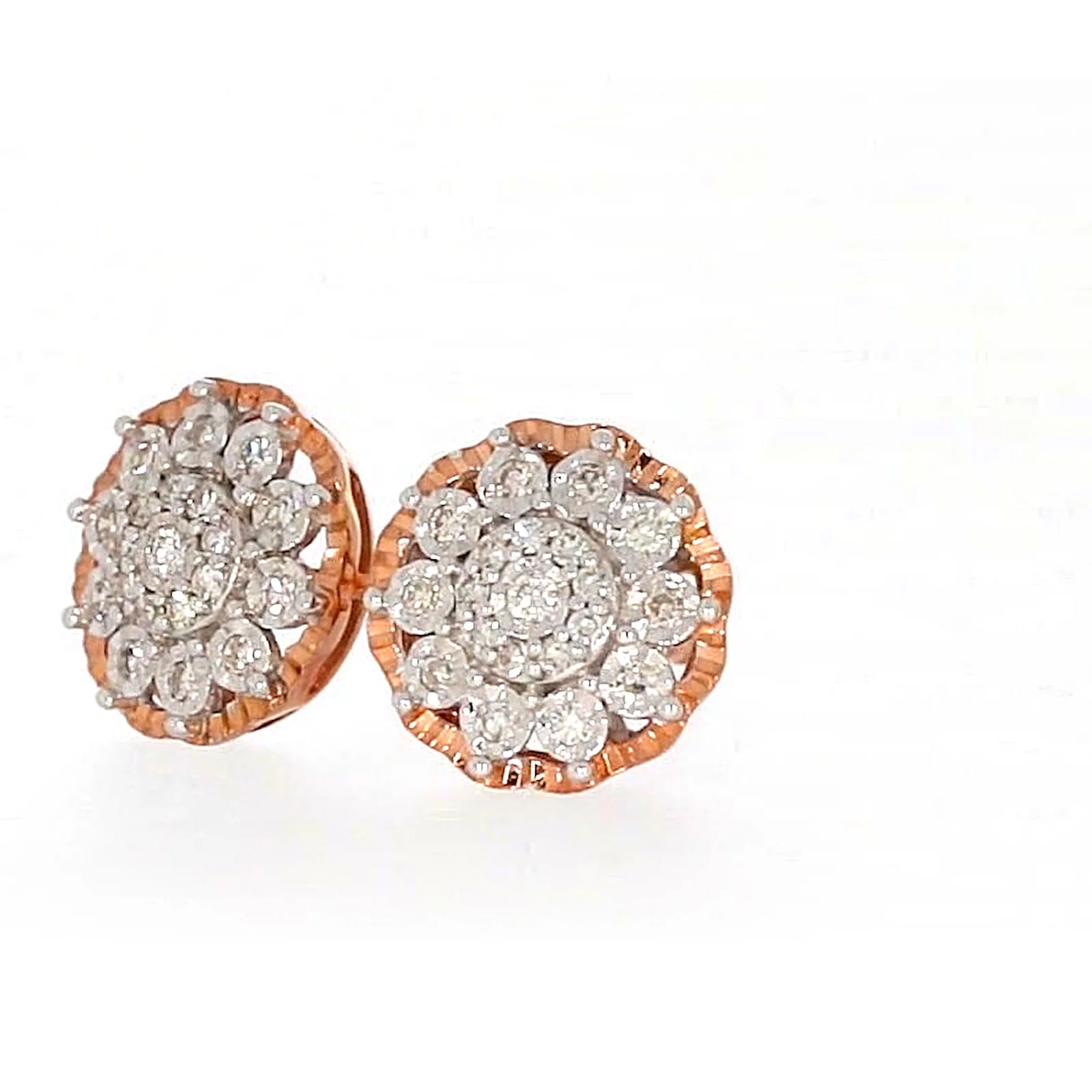 9ct Rose & White Gold Round Brilliant Cut 0.15 CARAT tw of Diamonds Stud Earrings - Image 10
