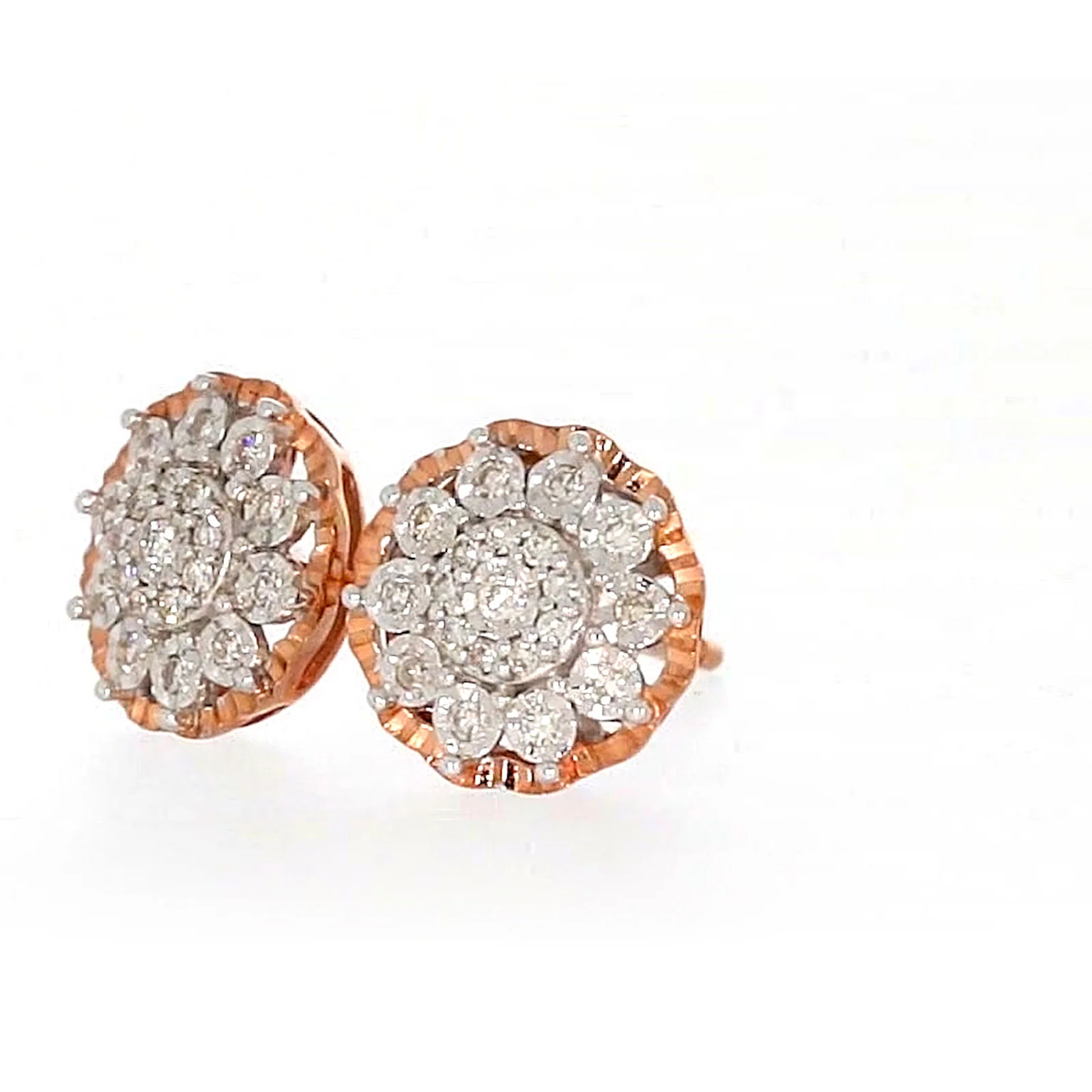 9ct Rose & White Gold Round Brilliant Cut 0.15 CARAT tw of Diamonds Stud Earrings - Image 11