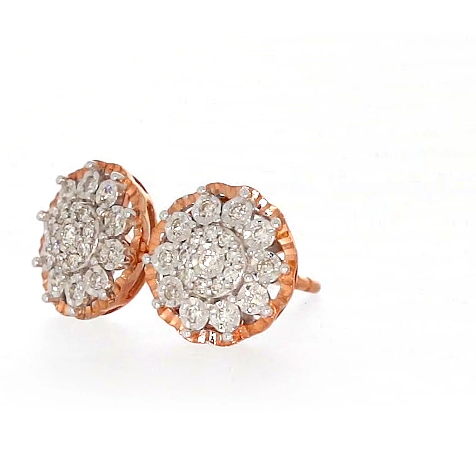 9ct Rose & White Gold Round Brilliant Cut 0.15 CARAT tw of Diamonds Stud Earrings - Image 12