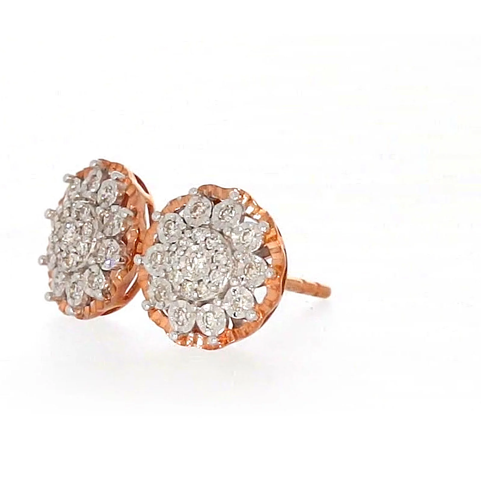 9ct Rose & White Gold Round Brilliant Cut 0.15 CARAT tw of Diamonds Stud Earrings - Image 13