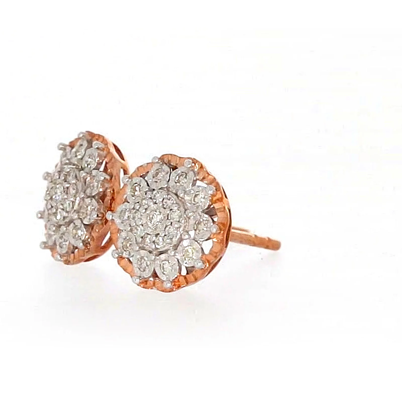 9ct Rose & White Gold Round Brilliant Cut 0.15 CARAT tw of Diamonds Stud Earrings - Image 14