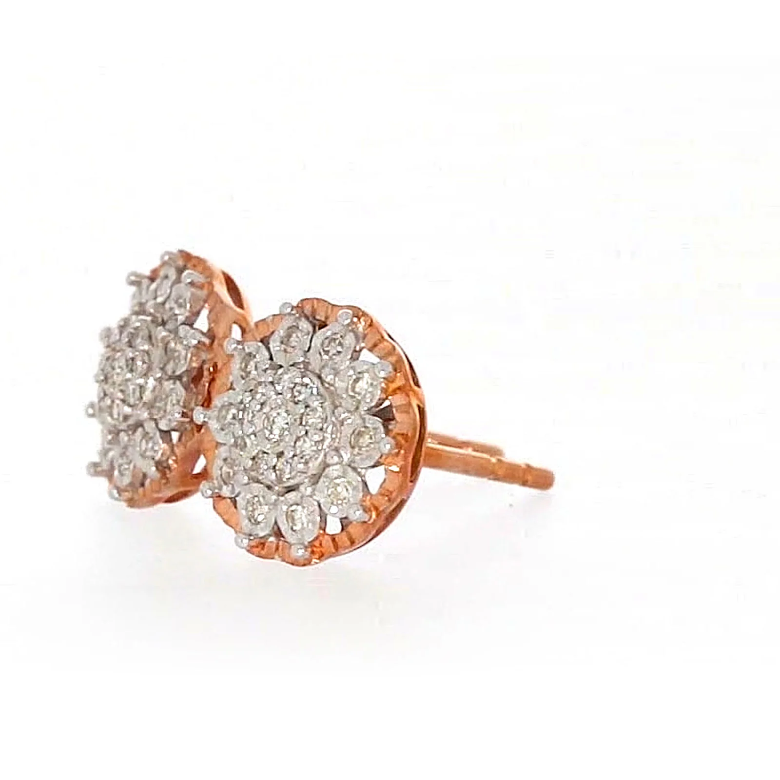 9ct Rose & White Gold Round Brilliant Cut 0.15 CARAT tw of Diamonds Stud Earrings - Image 15