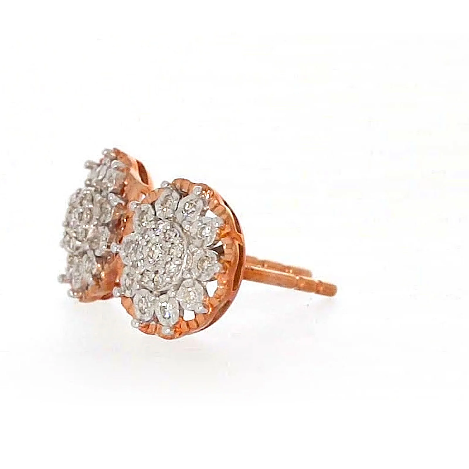 9ct Rose & White Gold Round Brilliant Cut 0.15 CARAT tw of Diamonds Stud Earrings - Image 16