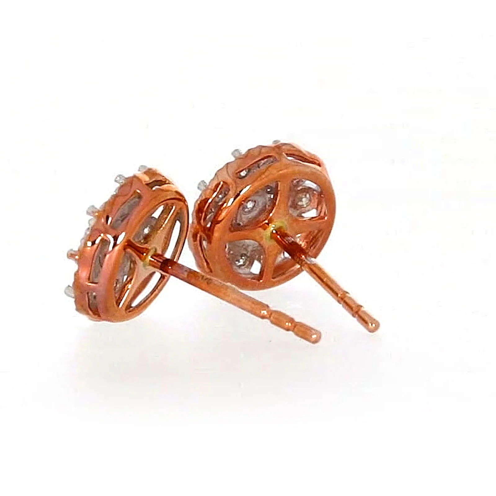 9ct Rose & White Gold Round Brilliant Cut 0.15 CARAT tw of Diamonds Stud Earrings - Image 31