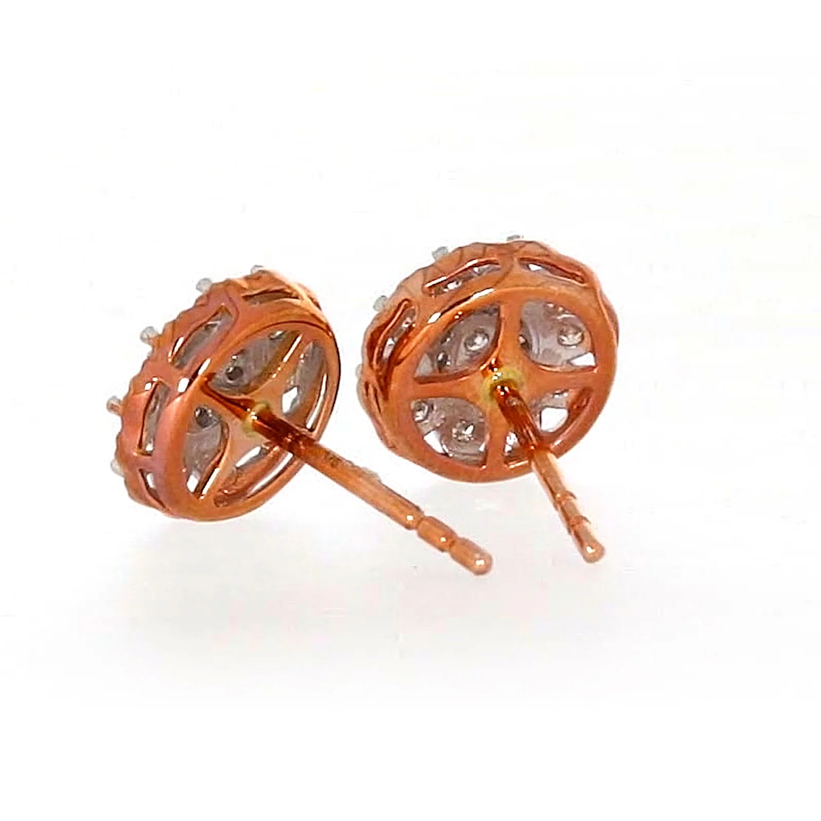 9ct Rose & White Gold Round Brilliant Cut 0.15 CARAT tw of Diamonds Stud Earrings - Image 34