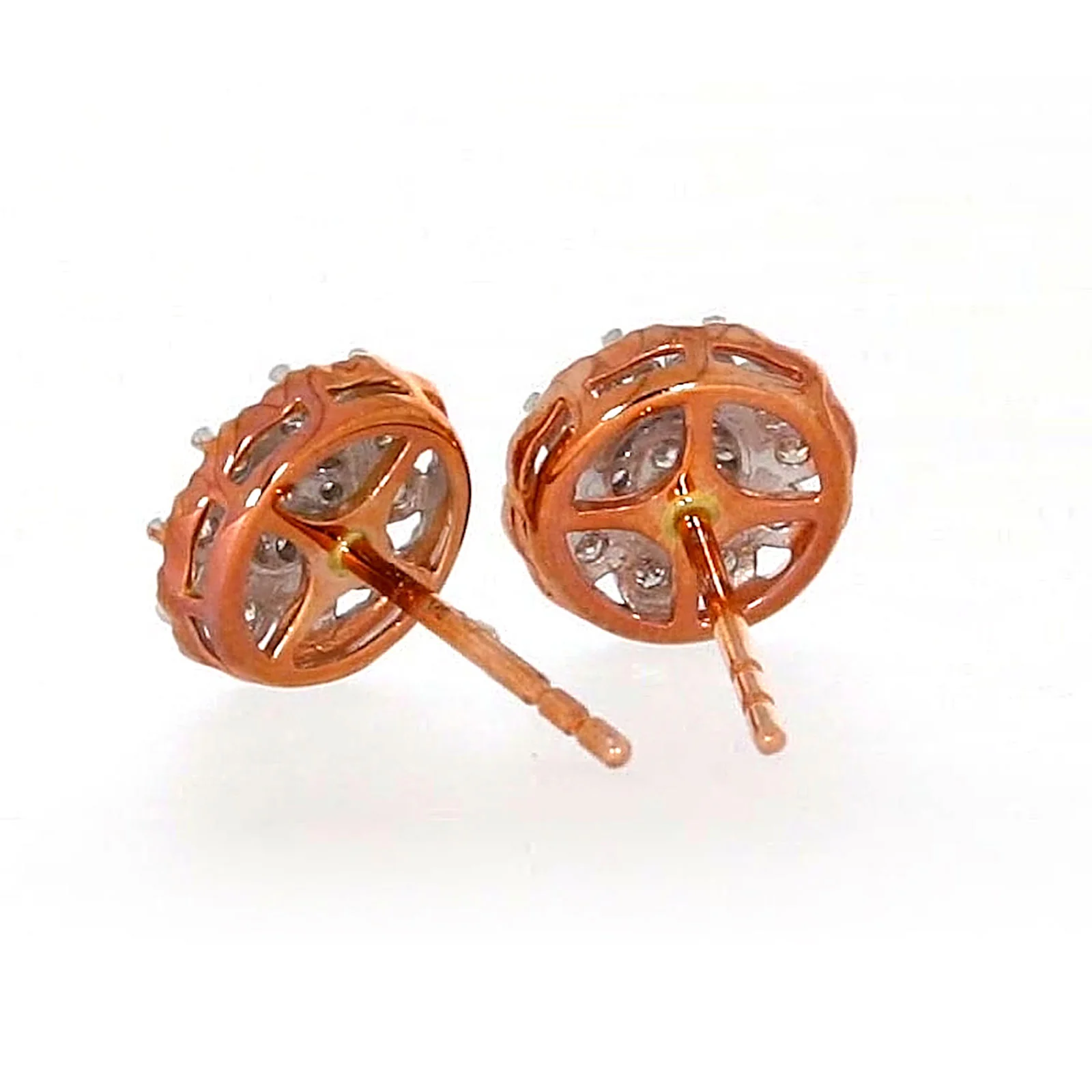 9ct Rose & White Gold Round Brilliant Cut 0.15 CARAT tw of Diamonds Stud Earrings - Image 35