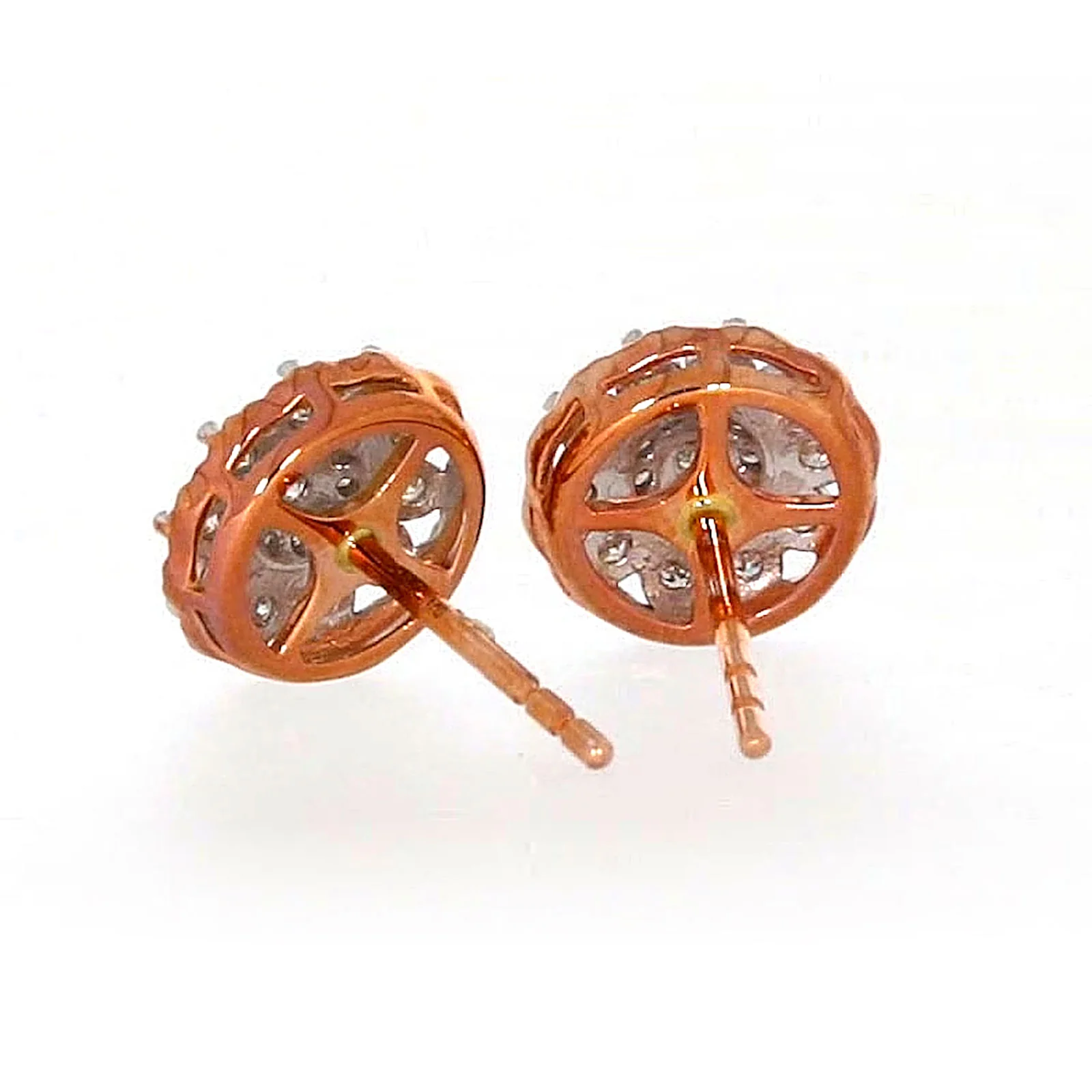 9ct Rose & White Gold Round Brilliant Cut 0.15 CARAT tw of Diamonds Stud Earrings - Image 36