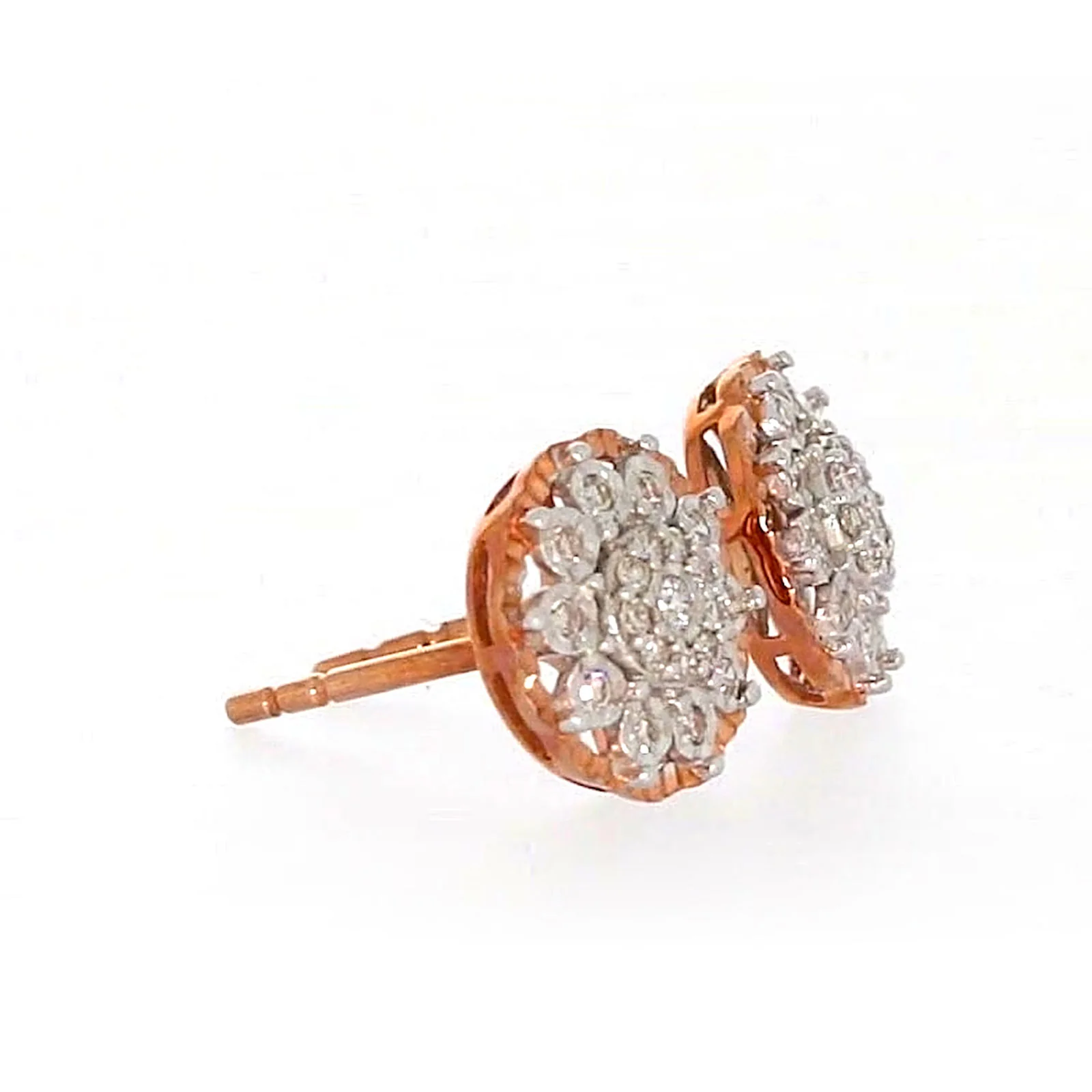 9ct Rose & White Gold Round Brilliant Cut 0.15 CARAT tw of Diamonds Stud Earrings - Image 63