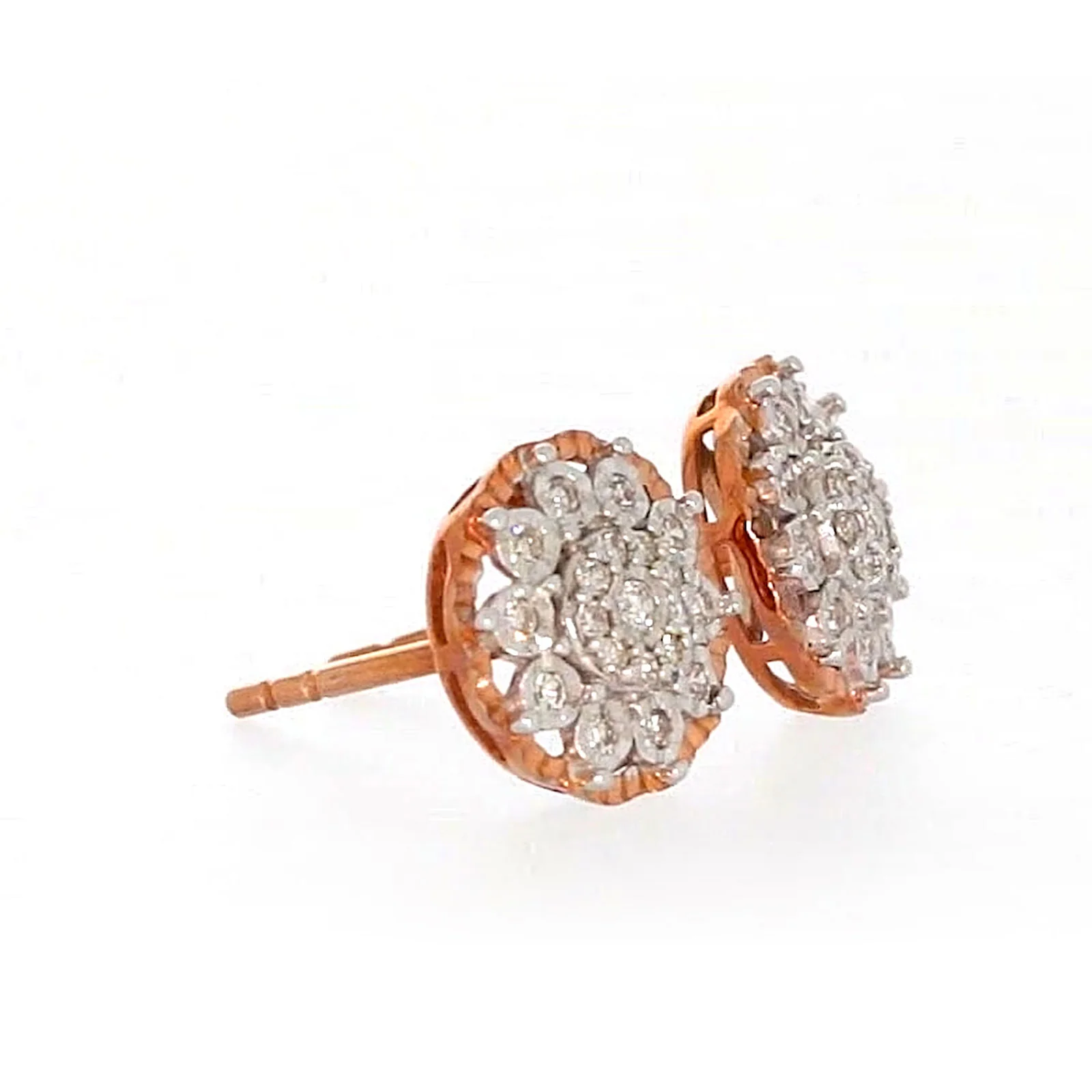 9ct Rose & White Gold Round Brilliant Cut 0.15 CARAT tw of Diamonds Stud Earrings - Image 64