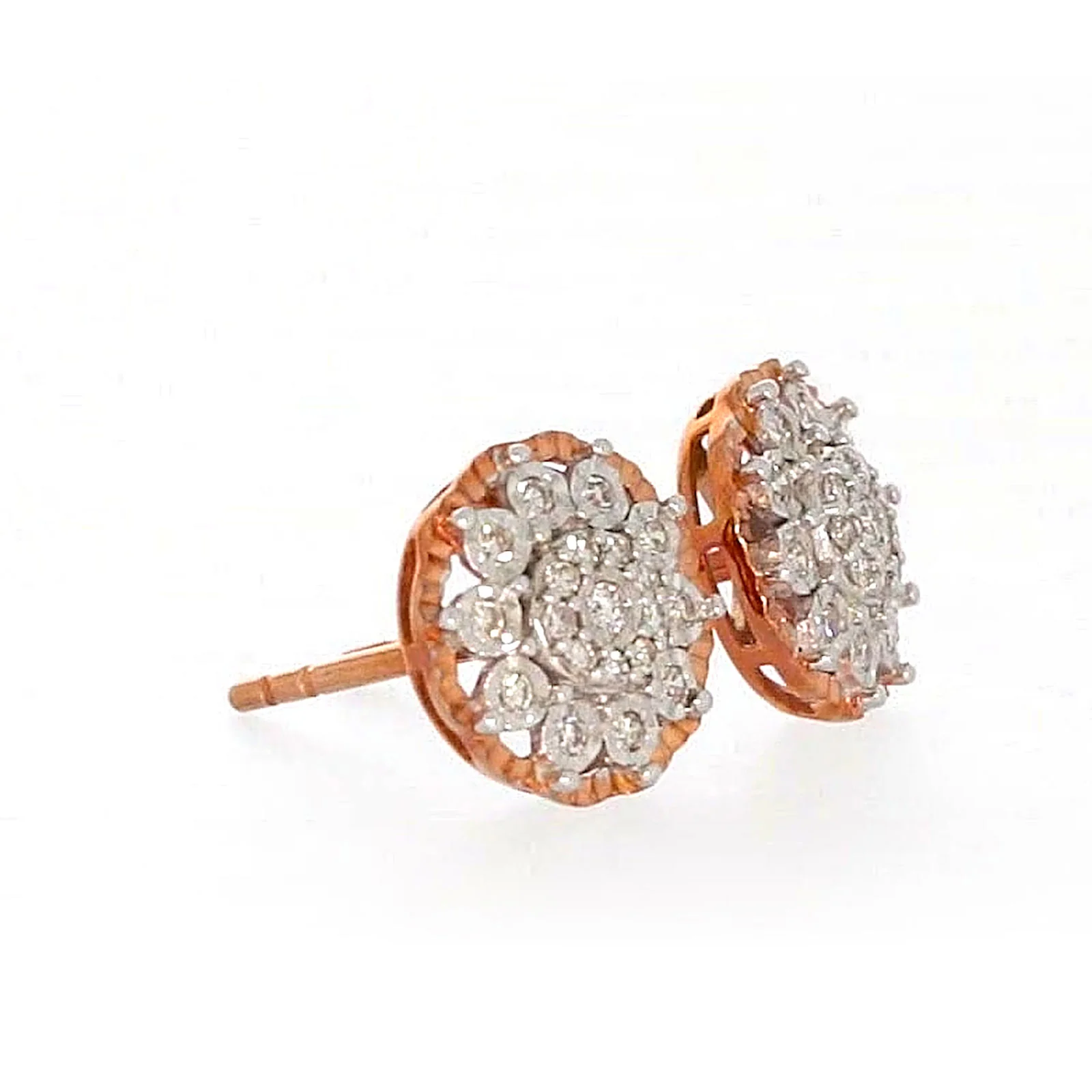 9ct Rose & White Gold Round Brilliant Cut 0.15 CARAT tw of Diamonds Stud Earrings - Image 65