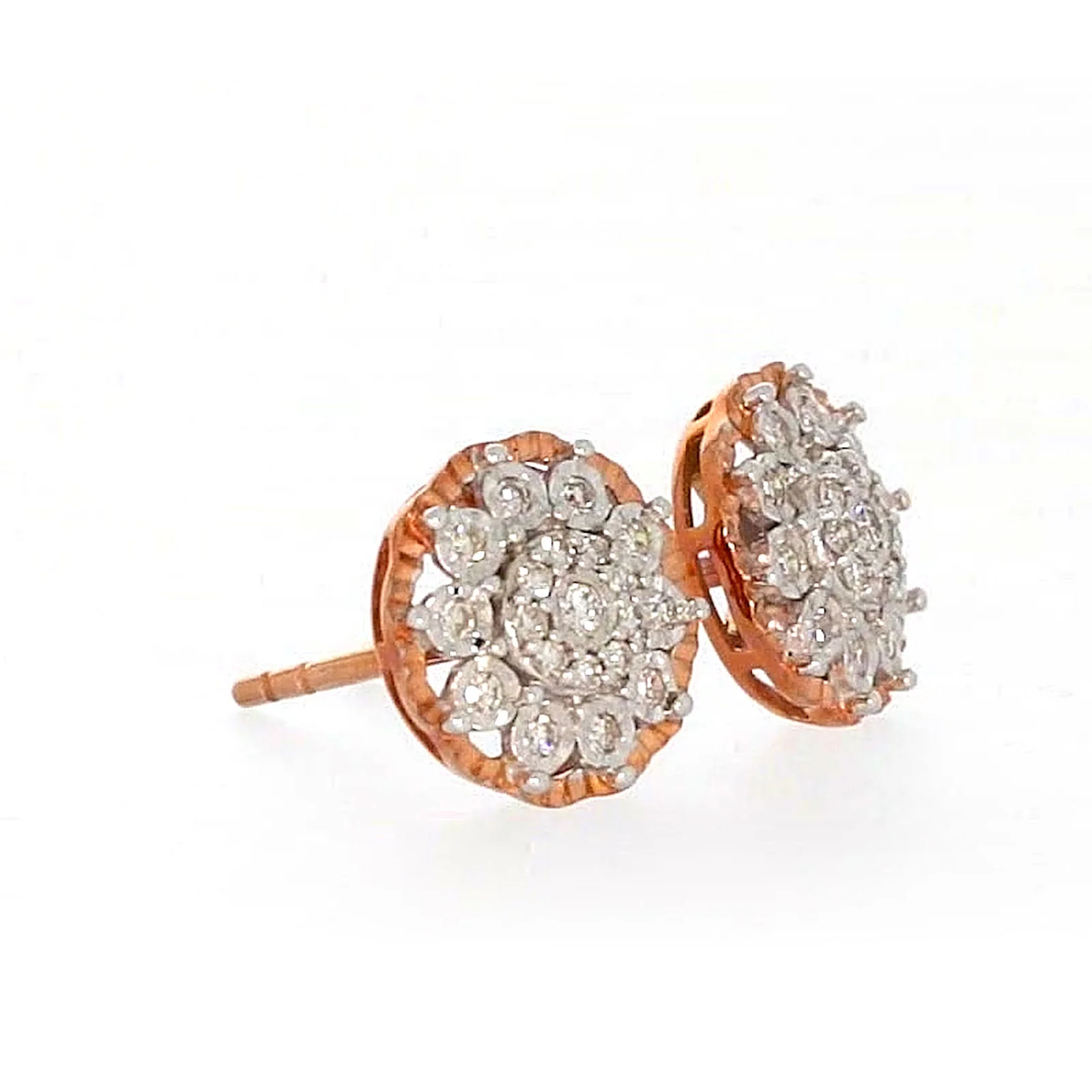 9ct Rose & White Gold Round Brilliant Cut 0.15 CARAT tw of Diamonds Stud Earrings - Image 66