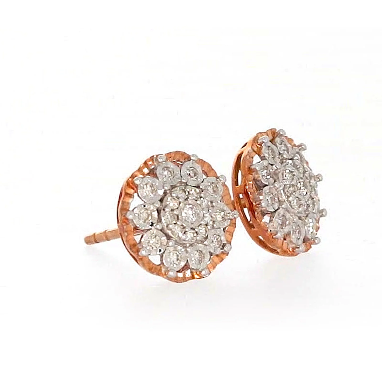 9ct Rose & White Gold Round Brilliant Cut 0.15 CARAT tw of Diamonds Stud Earrings - Image 67