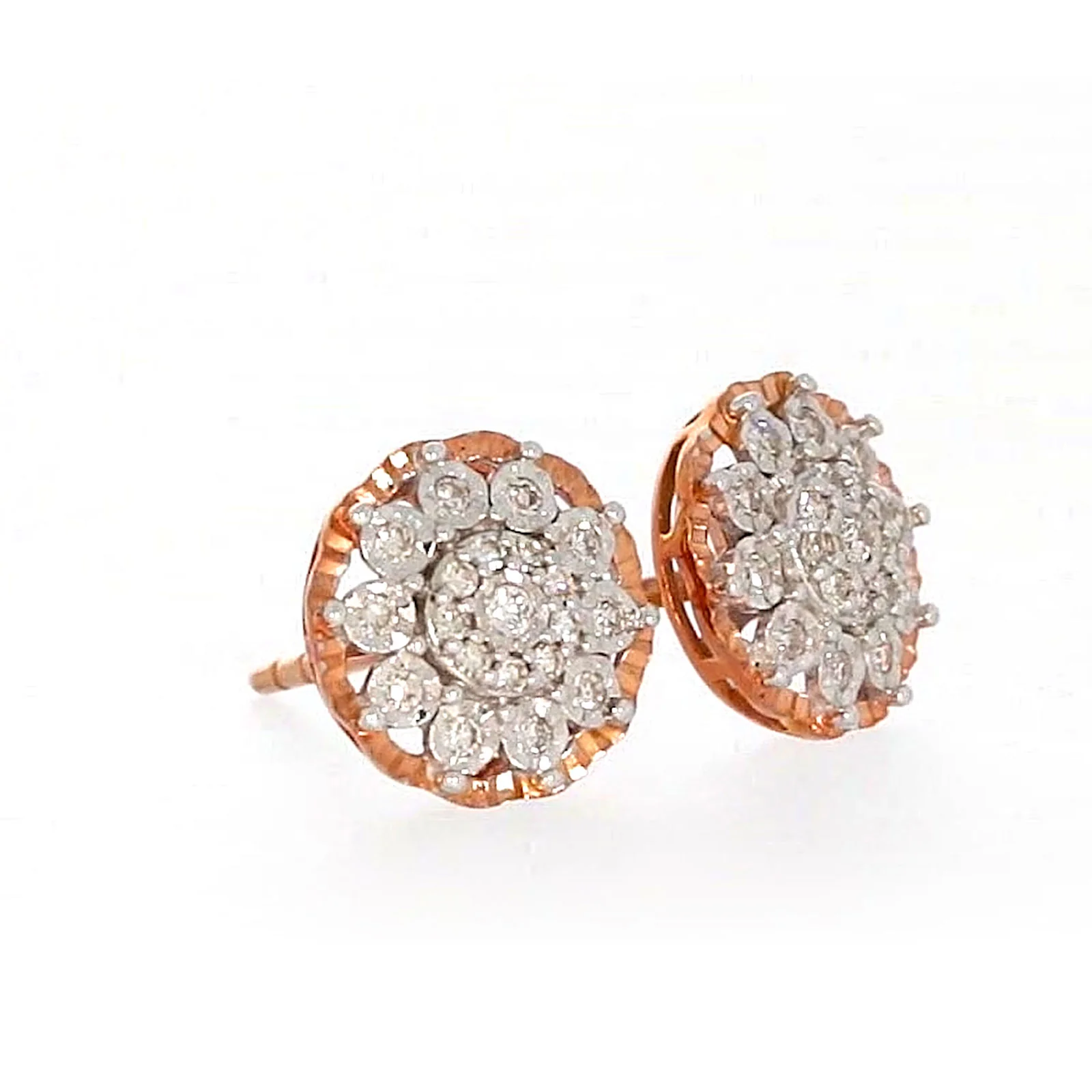 9ct Rose & White Gold Round Brilliant Cut 0.15 CARAT tw of Diamonds Stud Earrings - Image 68