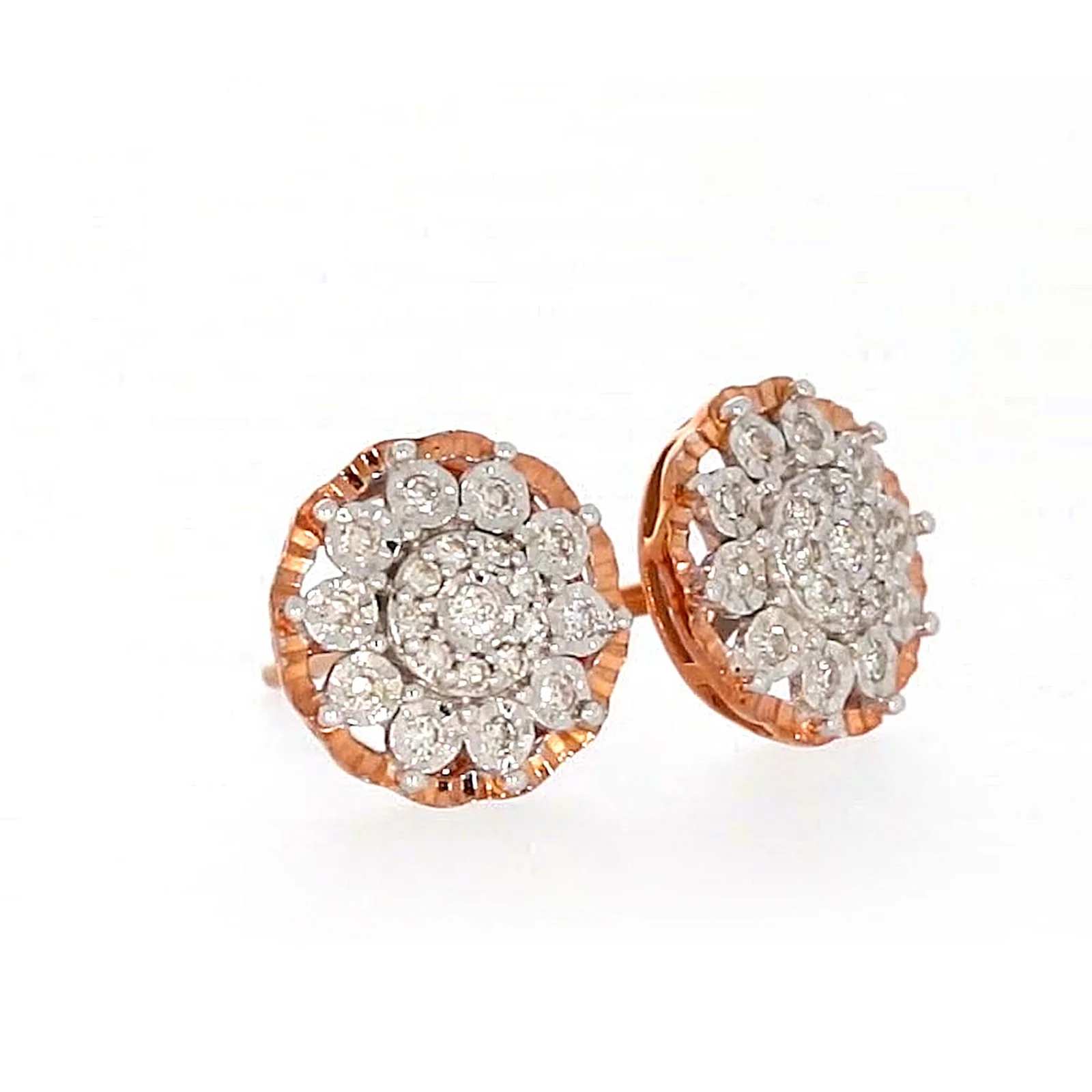 9ct Rose & White Gold Round Brilliant Cut 0.15 CARAT tw of Diamonds Stud Earrings - Image 69