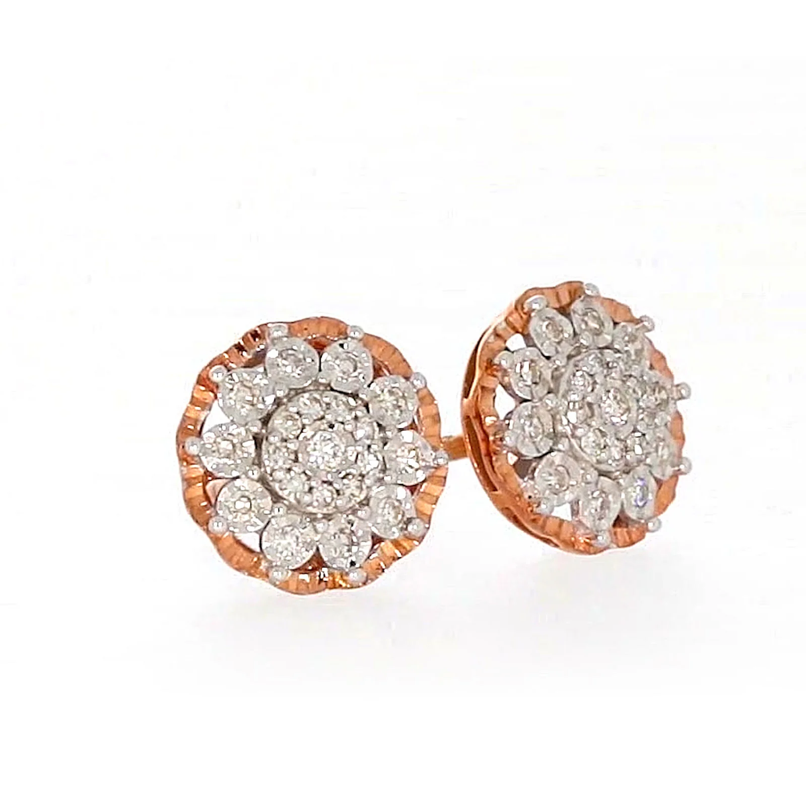 9ct Rose & White Gold Round Brilliant Cut 0.15 CARAT tw of Diamonds Stud Earrings - Image 70
