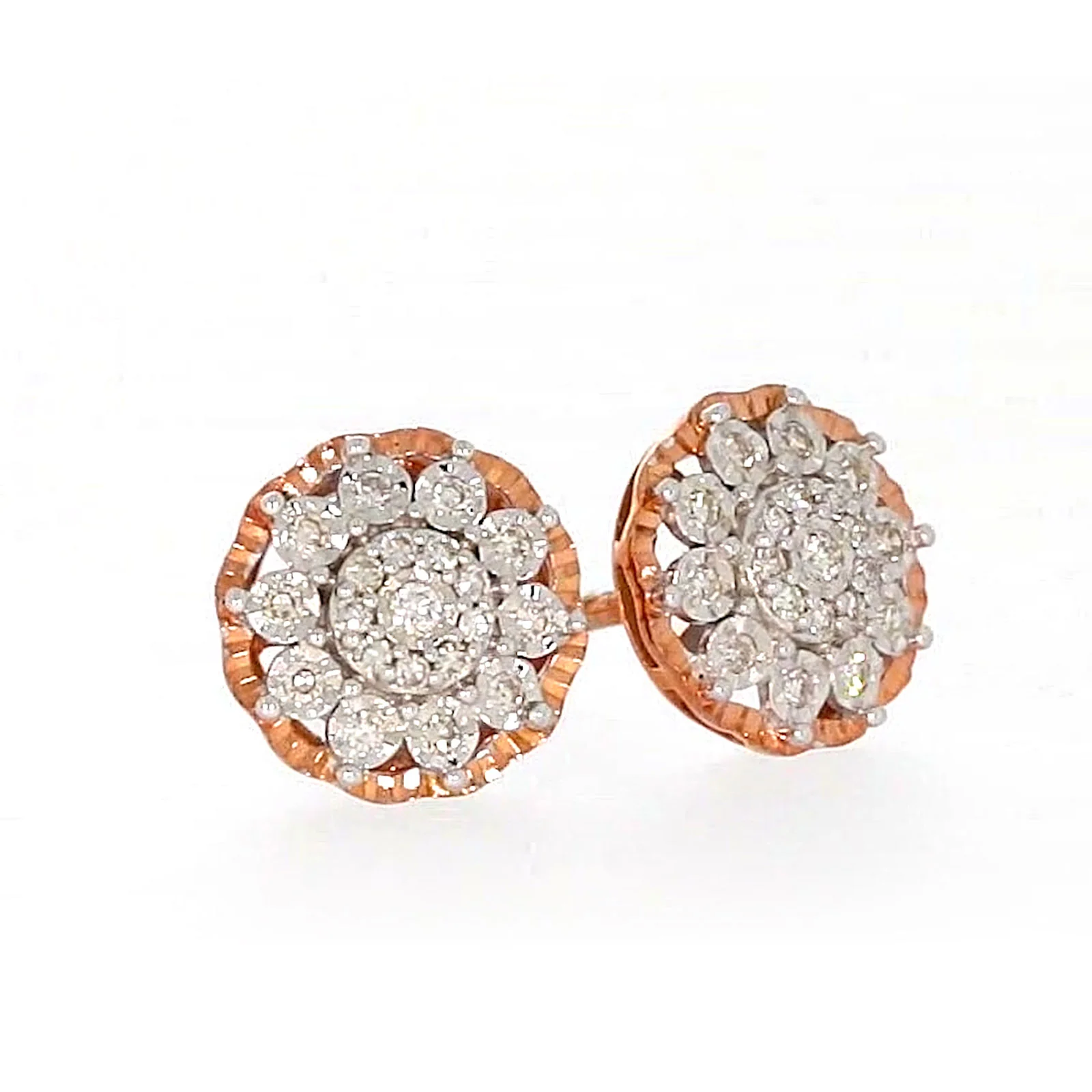 9ct Rose & White Gold Round Brilliant Cut 0.15 CARAT tw of Diamonds Stud Earrings - Image 71