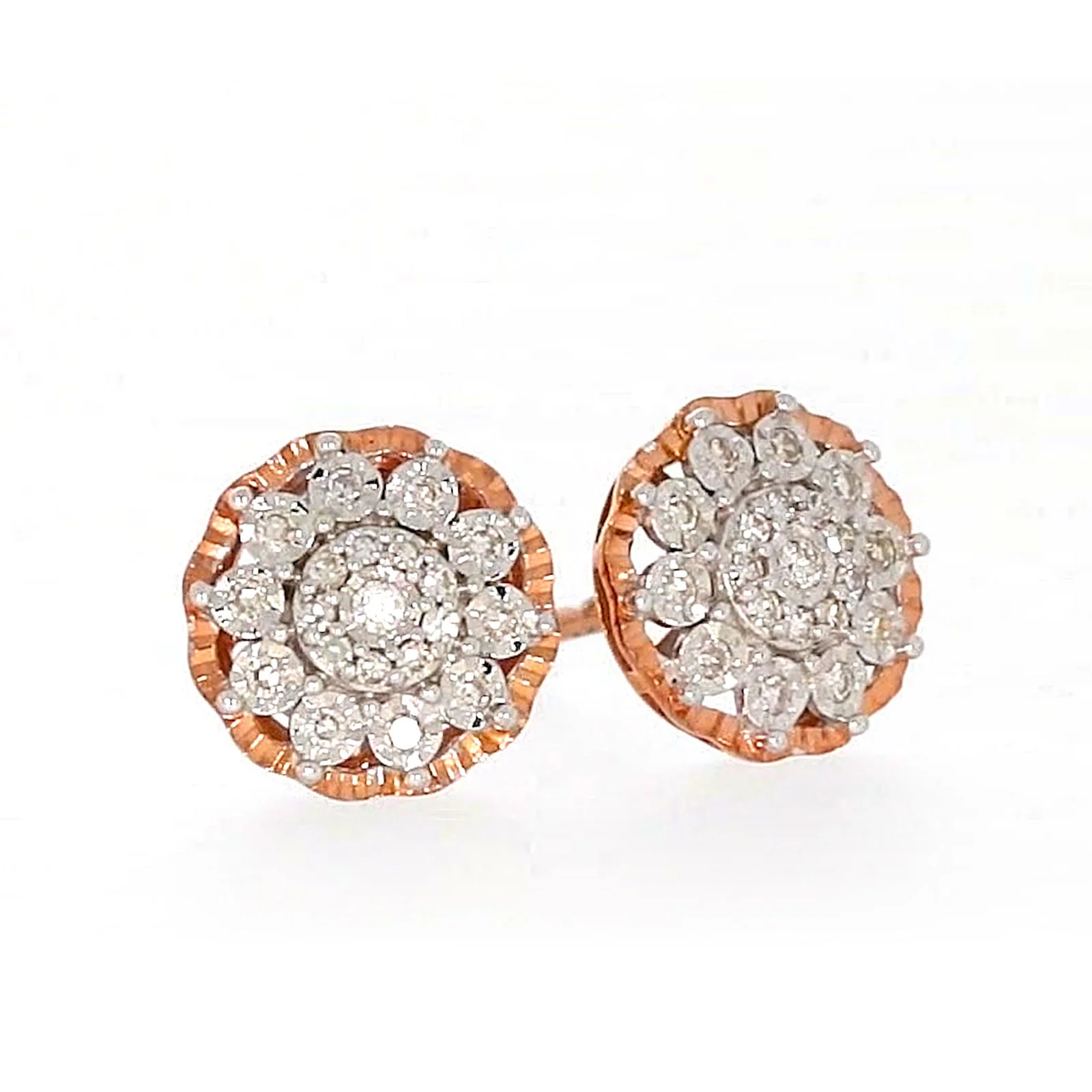 9ct Rose & White Gold Round Brilliant Cut 0.15 CARAT tw of Diamonds Stud Earrings - Image 72