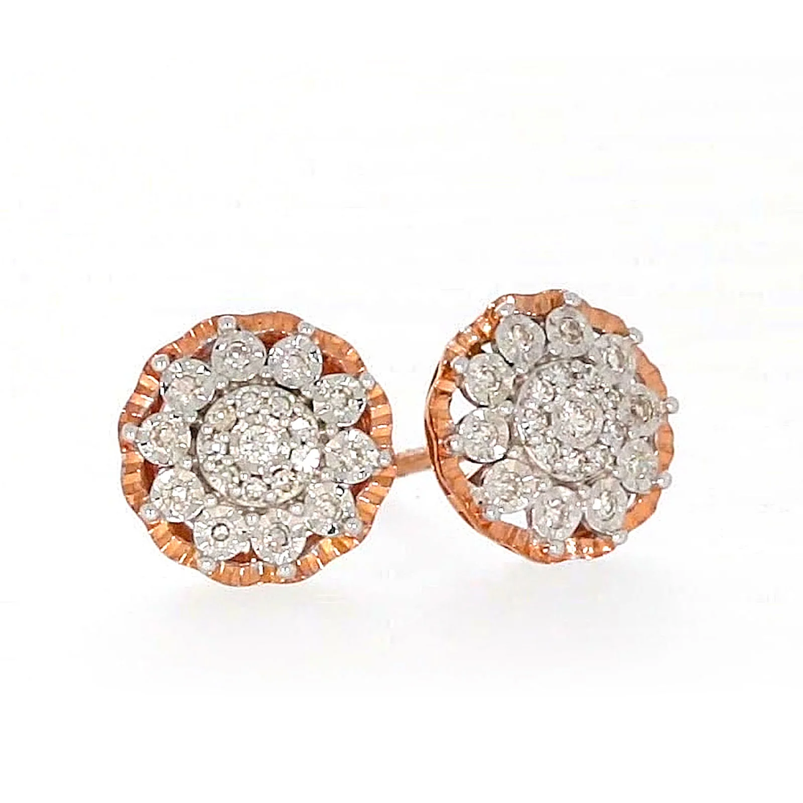 9ct Rose & White Gold Round Brilliant Cut 0.15 CARAT tw of Diamonds Stud Earrings - Image 73
