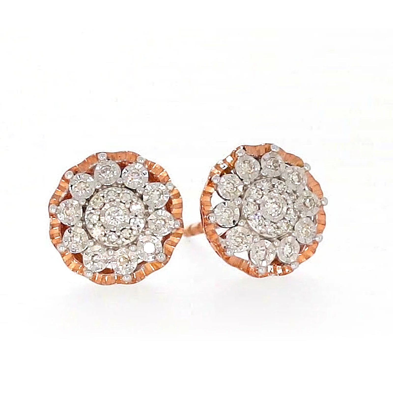 9ct Rose & White Gold Round Brilliant Cut 0.15 CARAT tw of Diamonds Stud Earrings - Image 74